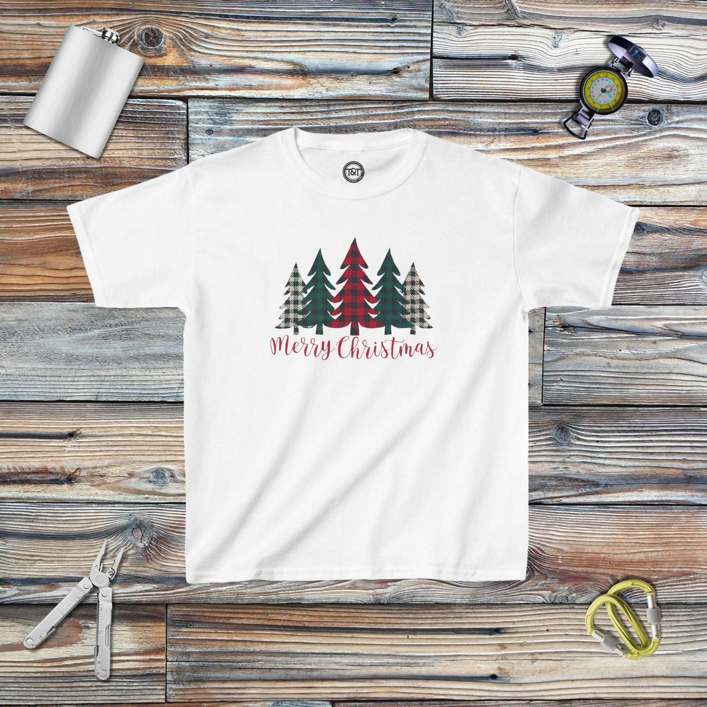 Tavern and Trail Kids clothes Custom: Merry Christmas Trees T-Shirt (Youth) XS / White