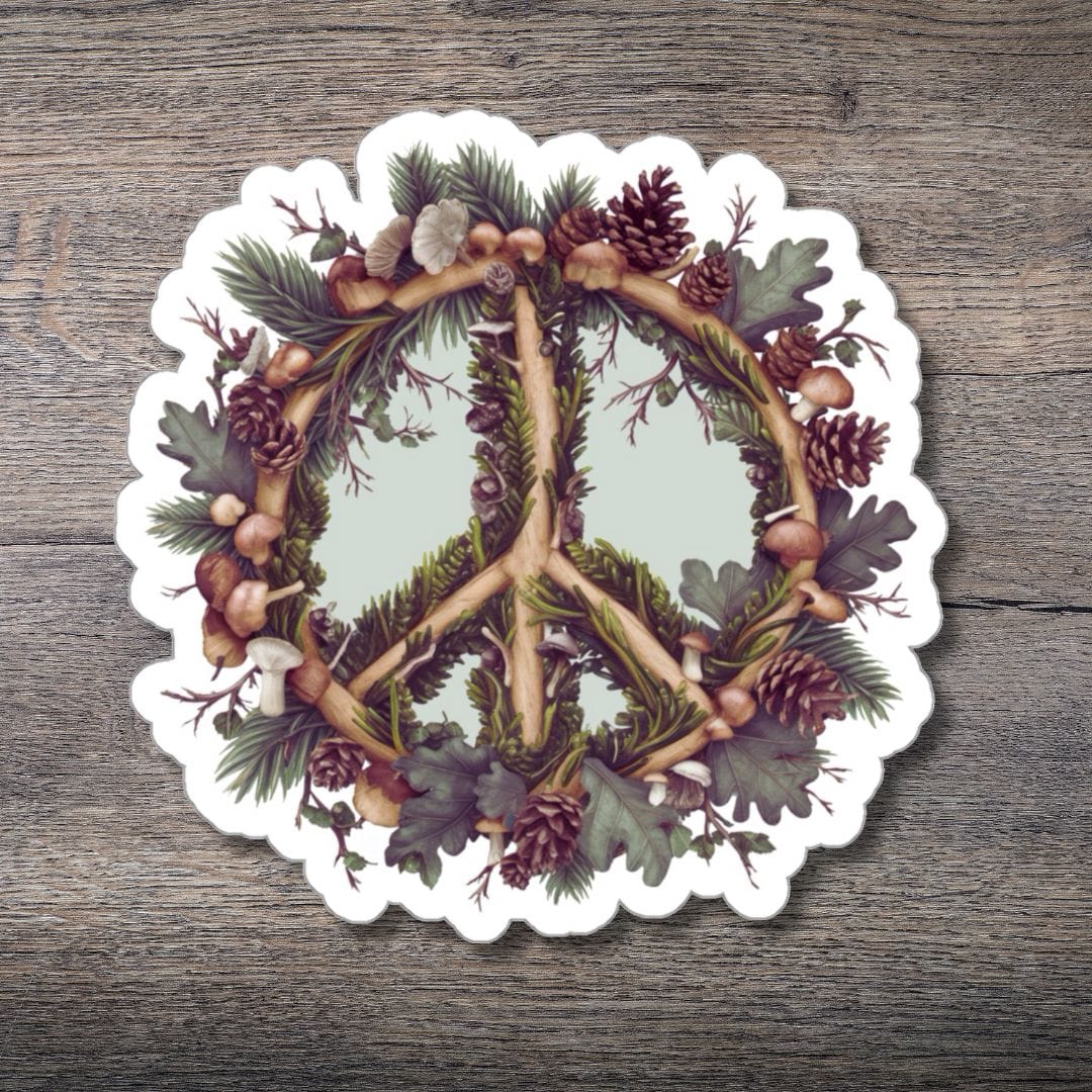 Tavern and Trail Paper products Peace Wreath Sticker