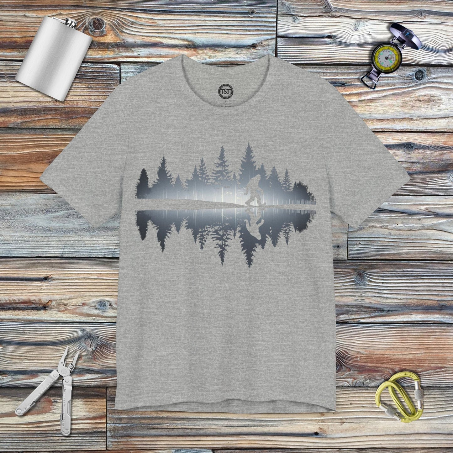 Tavern and Trail T-Shirt Bigfoot Reflection T-Shirt Athletic Heather / S