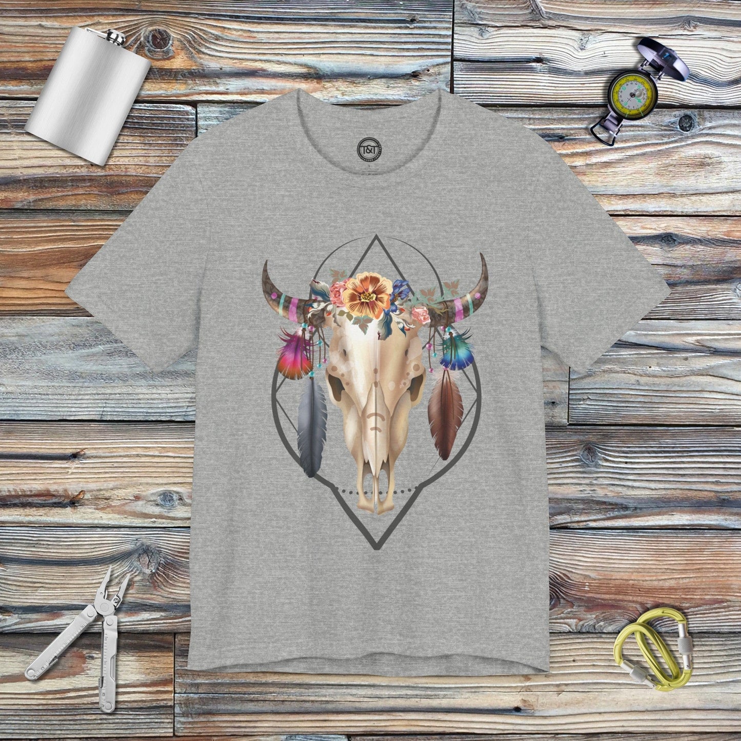 Tavern and Trail T-Shirt Boho Bull T-Shirt Athletic Heather / S