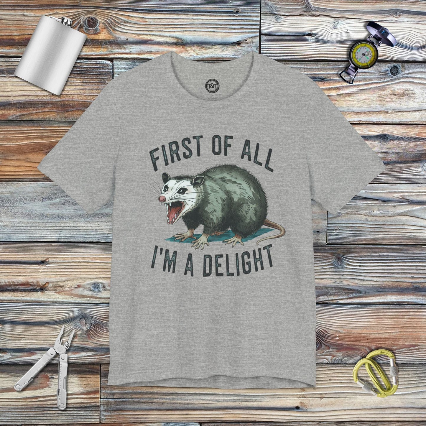 Tavern and Trail T-Shirt Delightful Possum T-Shirt Athletic Heather / S