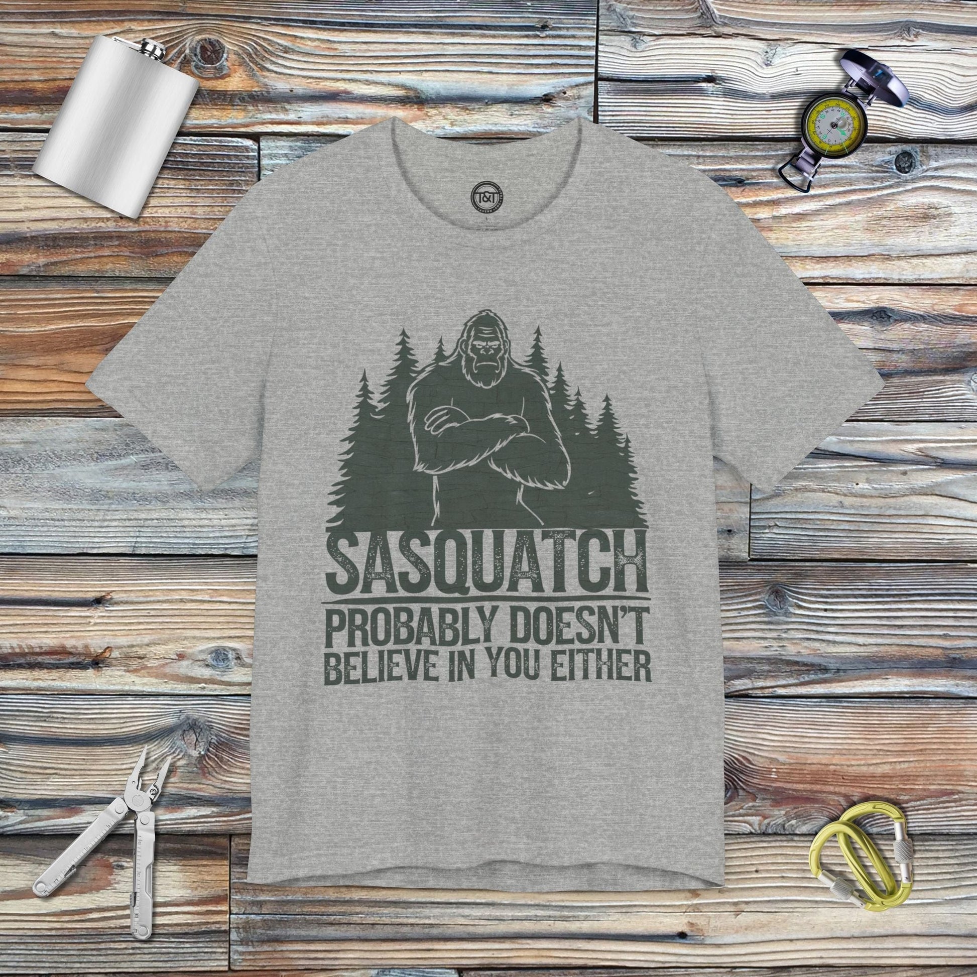 Tavern and Trail T-Shirt Doubting Sasquatch T-Shirt Athletic Heather / S