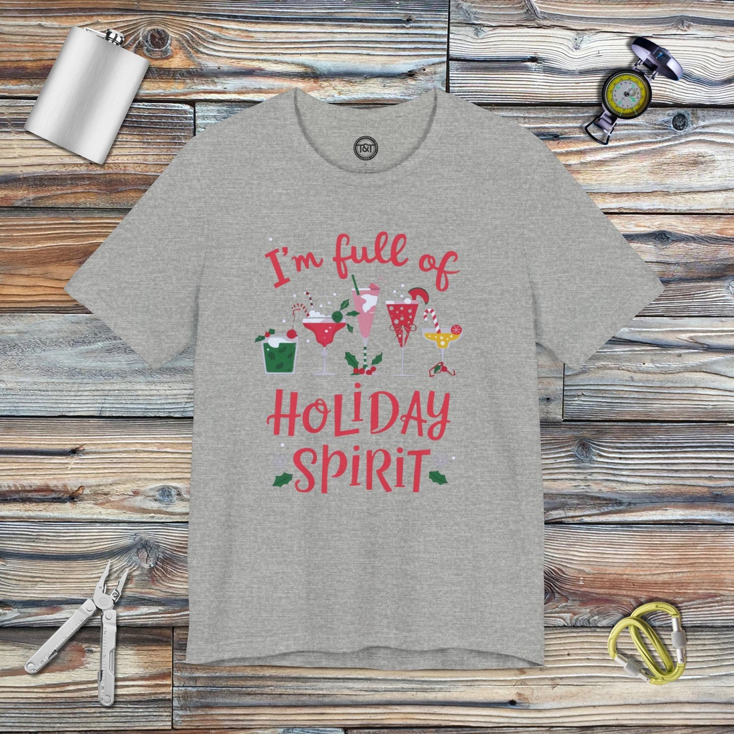 Tavern and Trail T-Shirt Full of Holiday Spirit T-Shirt Athletic Heather / S