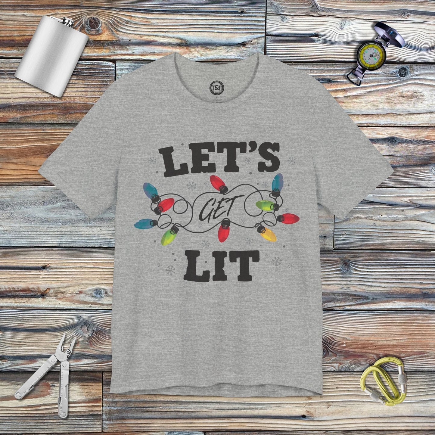 Tavern and Trail T-Shirt Let's Get Lit Christmas T-Shirt Athletic Heather / S