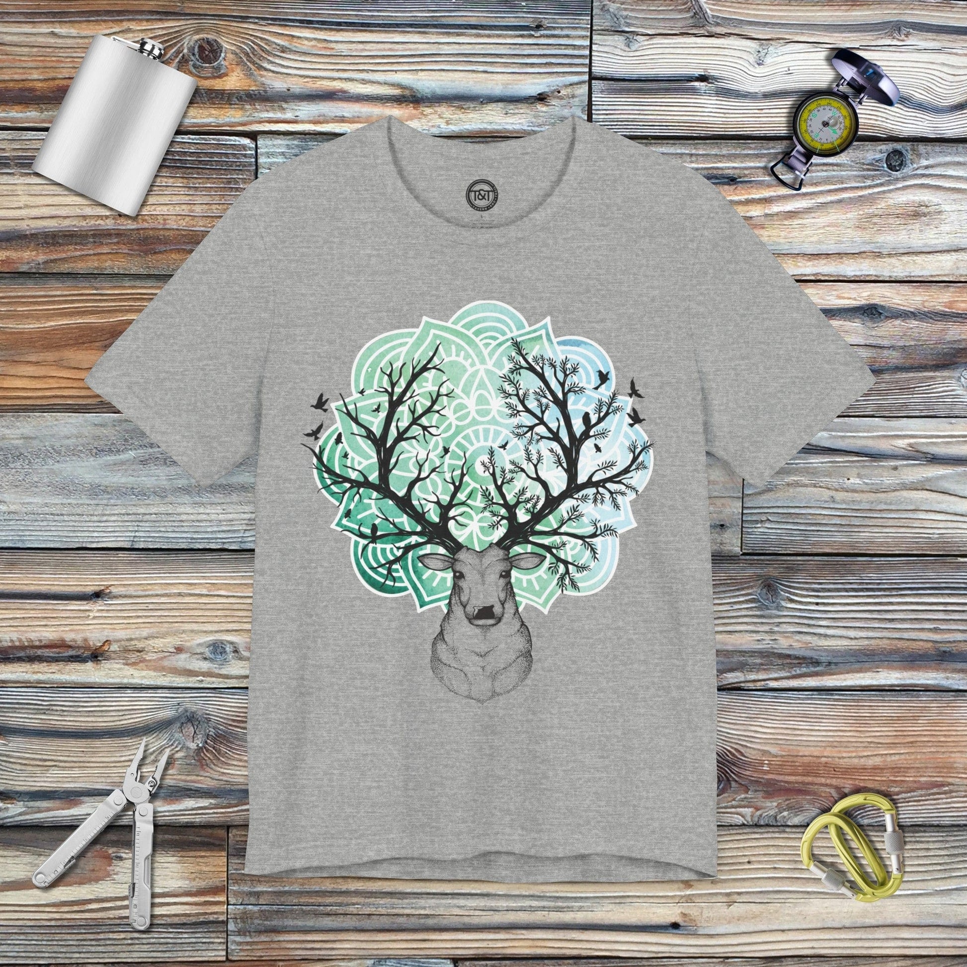 Tavern and Trail T-Shirt Mandala Deer T-Shirt Athletic Heather / S