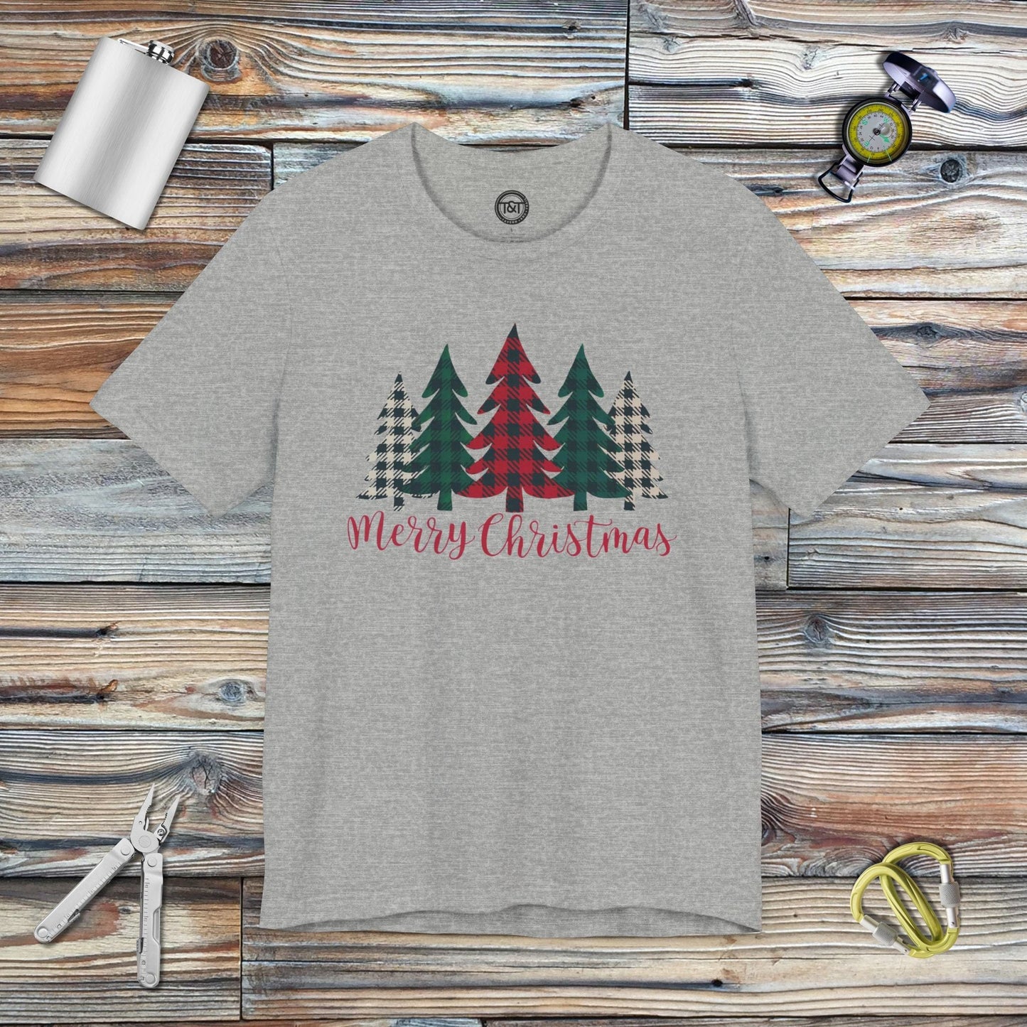 Tavern and Trail T-Shirt Merry Christmas Trees T-Shirt Athletic Heather / S