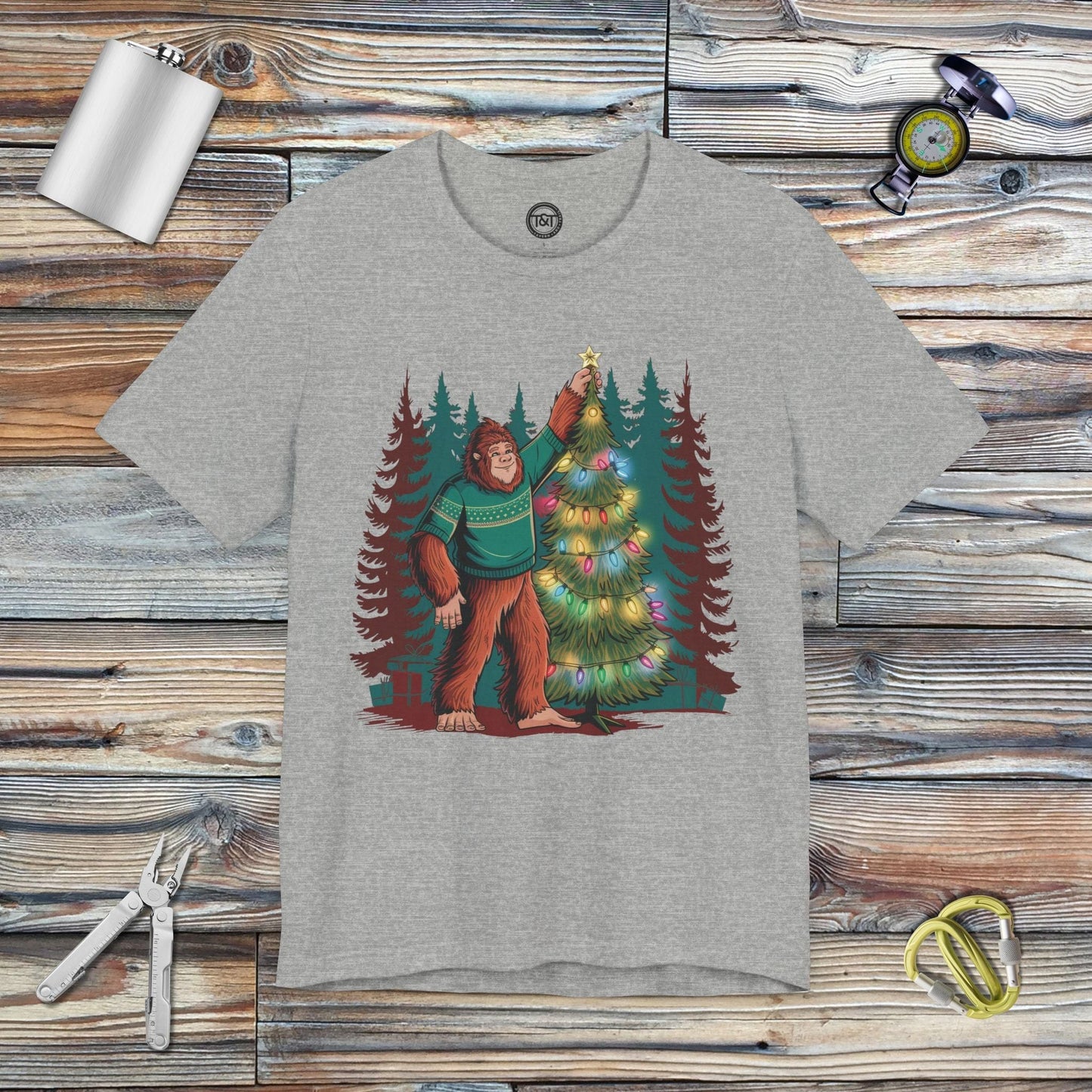 Tavern and Trail T-Shirt Merry Squatchmas T-Shirt Athletic Heather / S