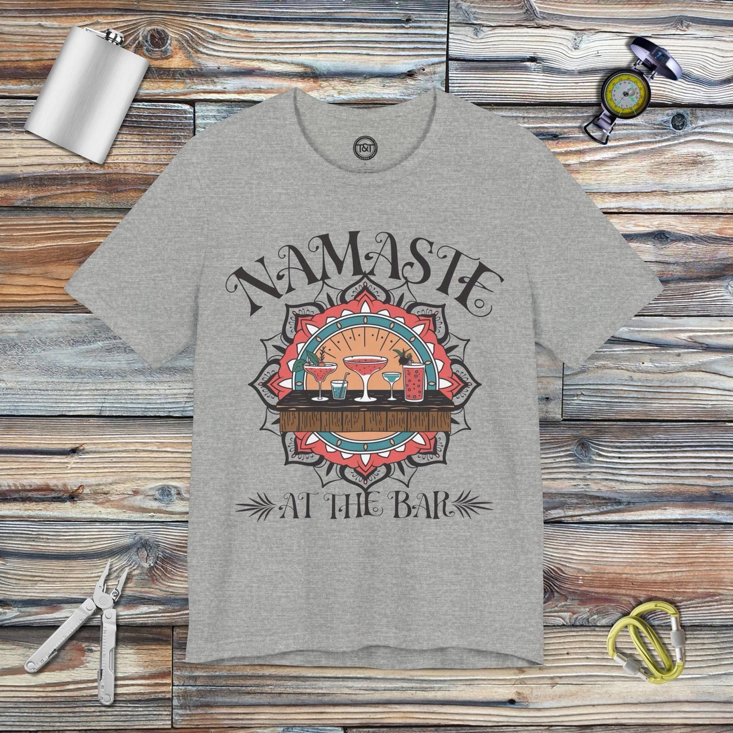 Tavern and Trail T-Shirt Namaste at the Bar T-Shirt Athletic Heather / S