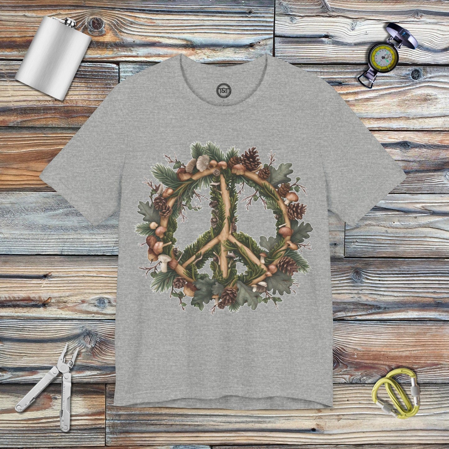 Tavern and Trail T-Shirt Peace Wreath T-Shirt Athletic Heather / S