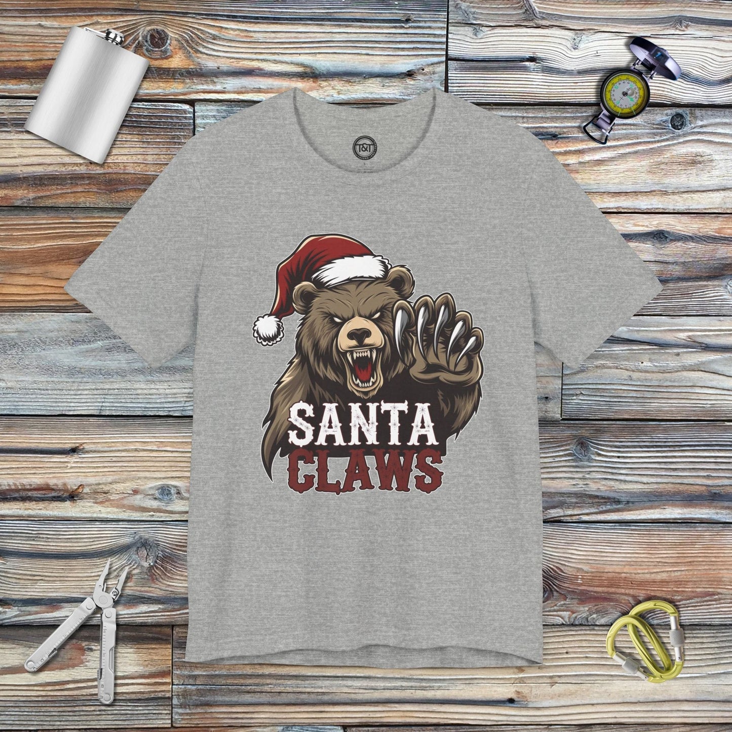 Tavern and Trail T-Shirt Santa Claws T-Shirt Athletic Heather / S