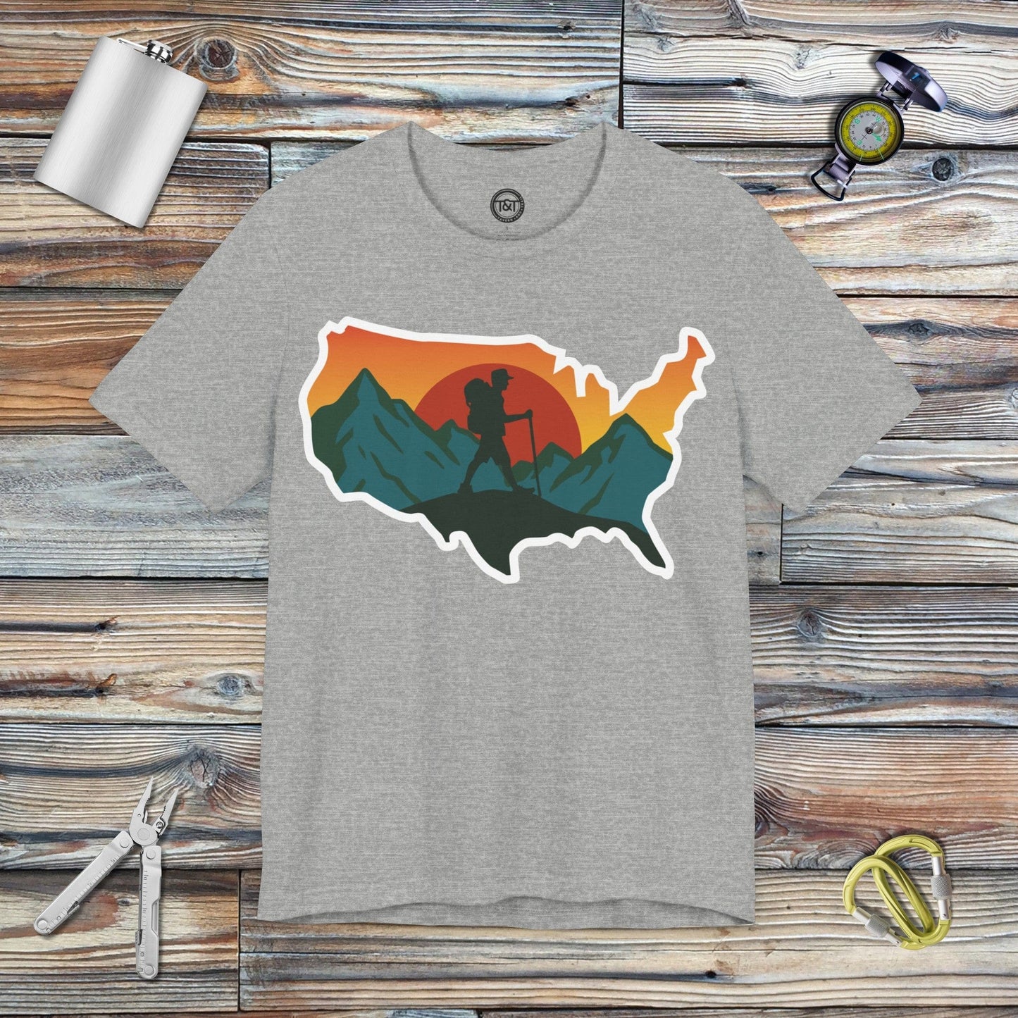 Tavern and Trail T-Shirt US Hiker T-Shirt Athletic Heather / S