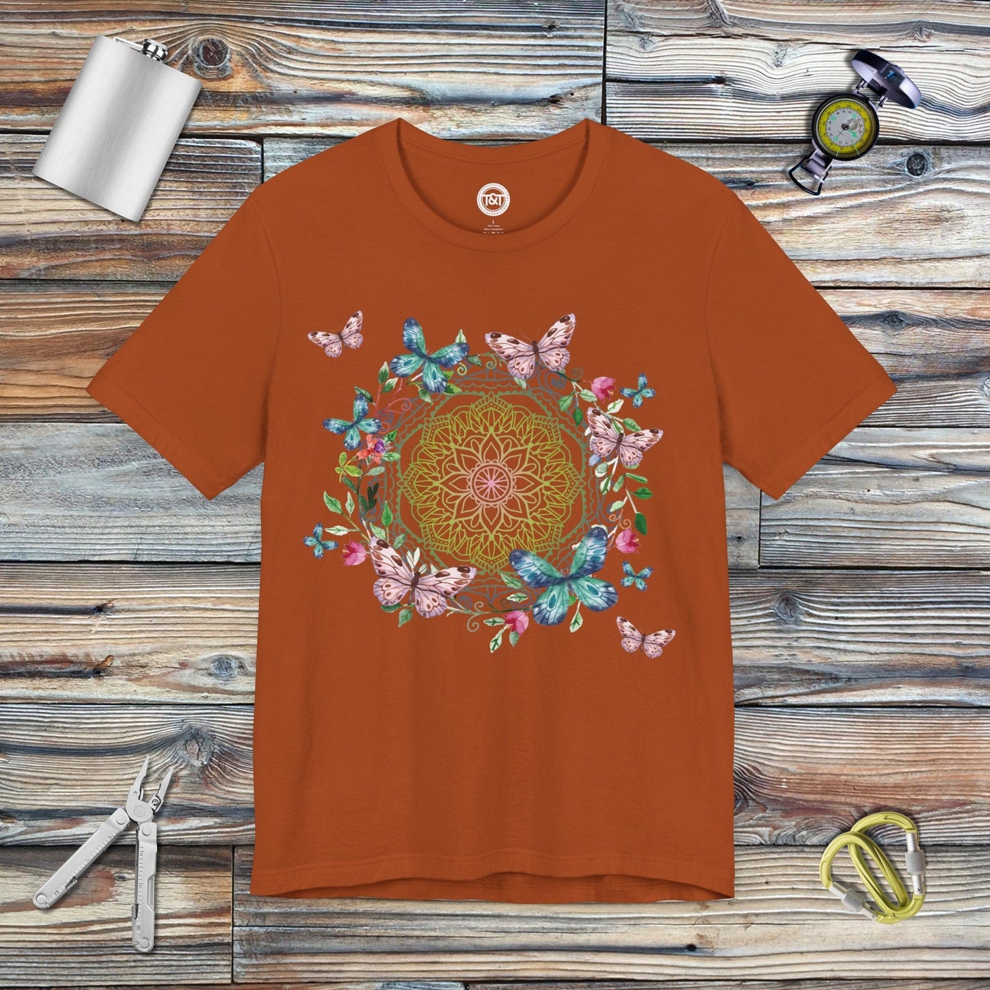 Tavern and Trail T-Shirt Mandala Butterfly Garden T-Shirt Autumn / S