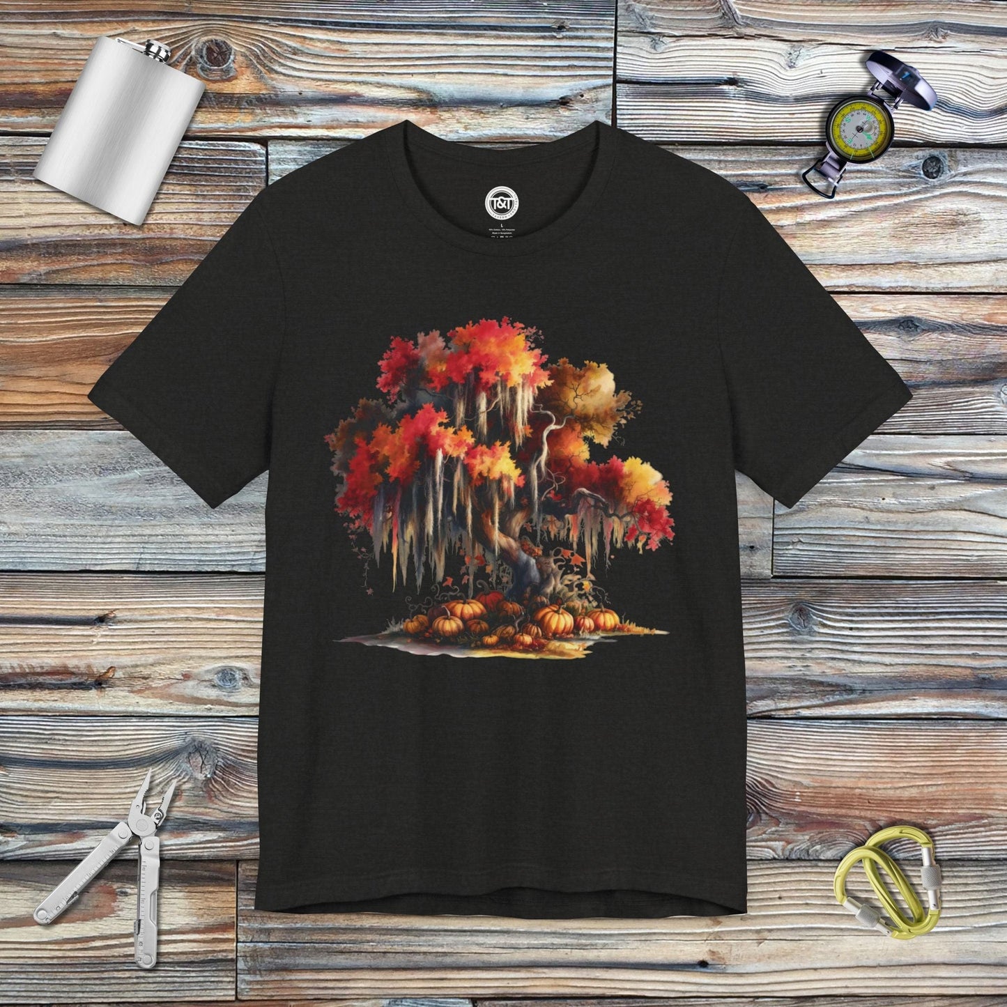 Tavern and Trail T-Shirt Autumn Tree T-Shirt Black Heather / S