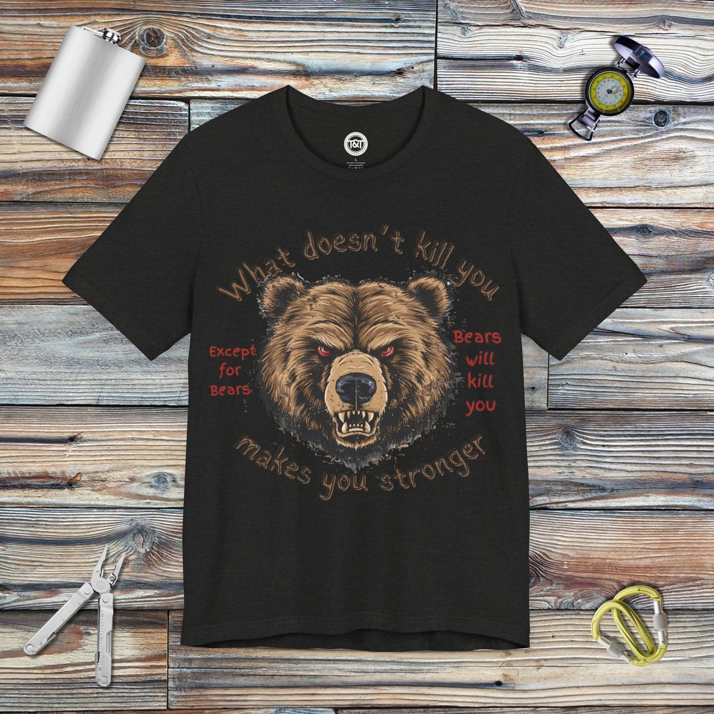 Tavern and Trail T-Shirt Bears Will Kill You T-Shirt Black Heather / S