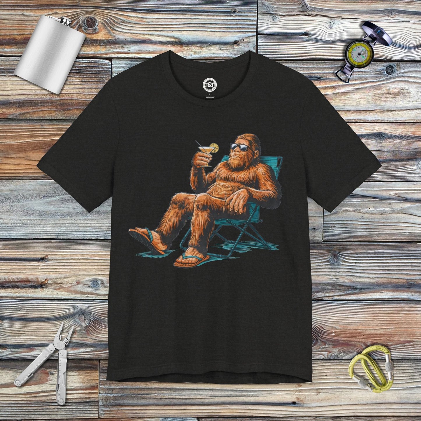 Tavern and Trail T-Shirt Chillin' with Sasquatch T-Shirt Black Heather / S