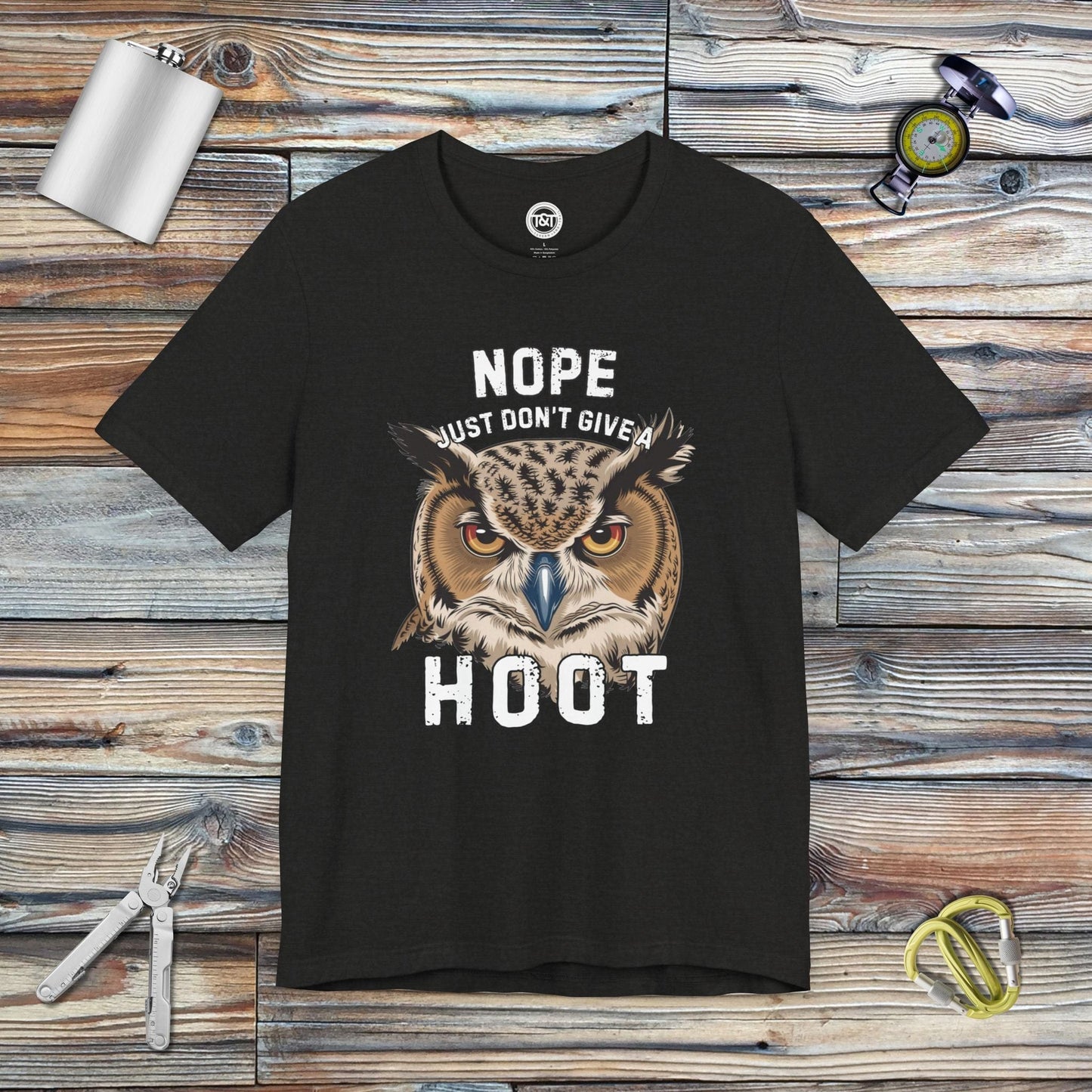 Tavern and Trail T-Shirt Don't Give a Hoot T-Shirt Black Heather / S