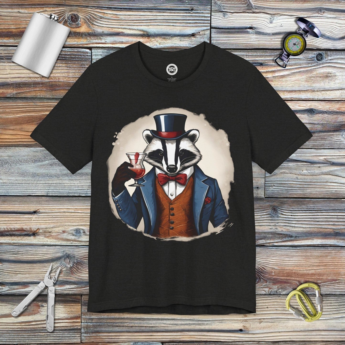 Tavern and Trail T-Shirt Gentleman Badger T-Shirt Black Heather / S