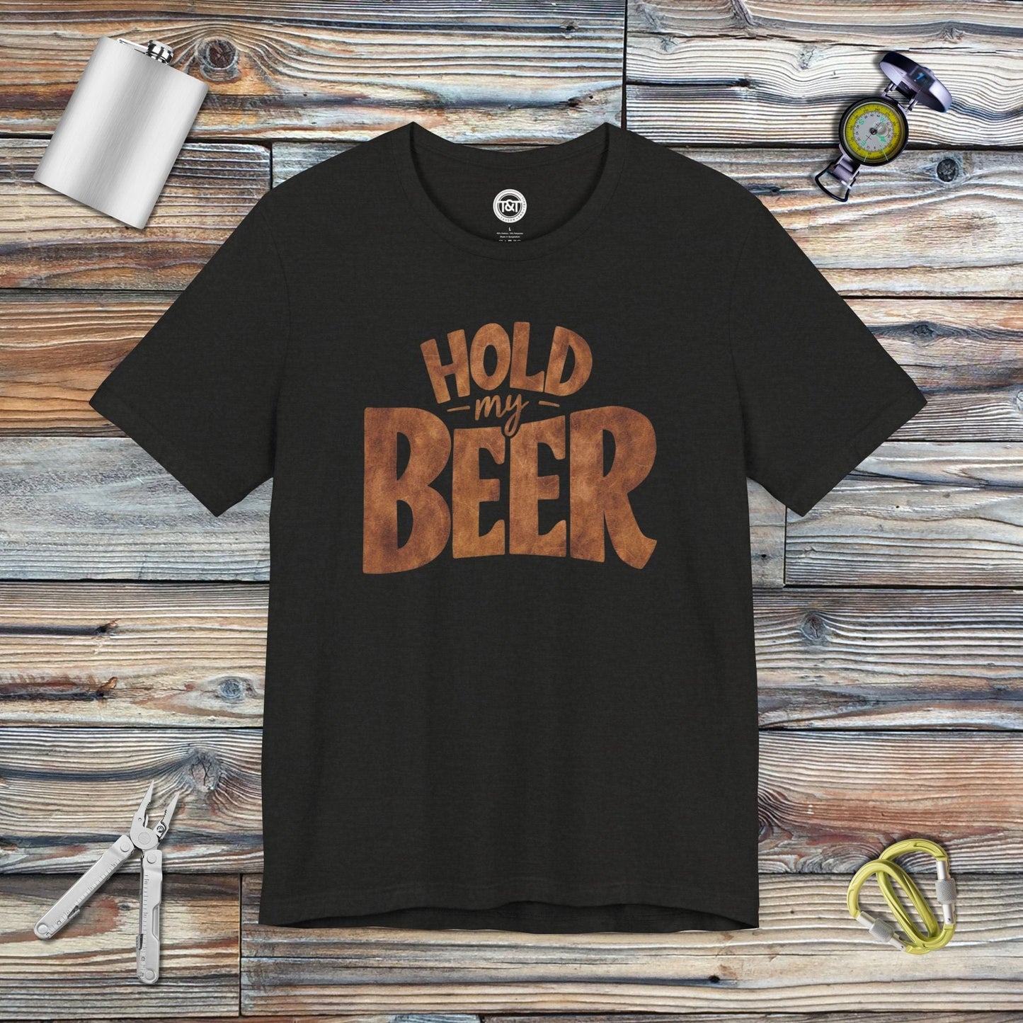 Tavern and Trail T-Shirt Hold My Beer T-Shirt Black Heather / S