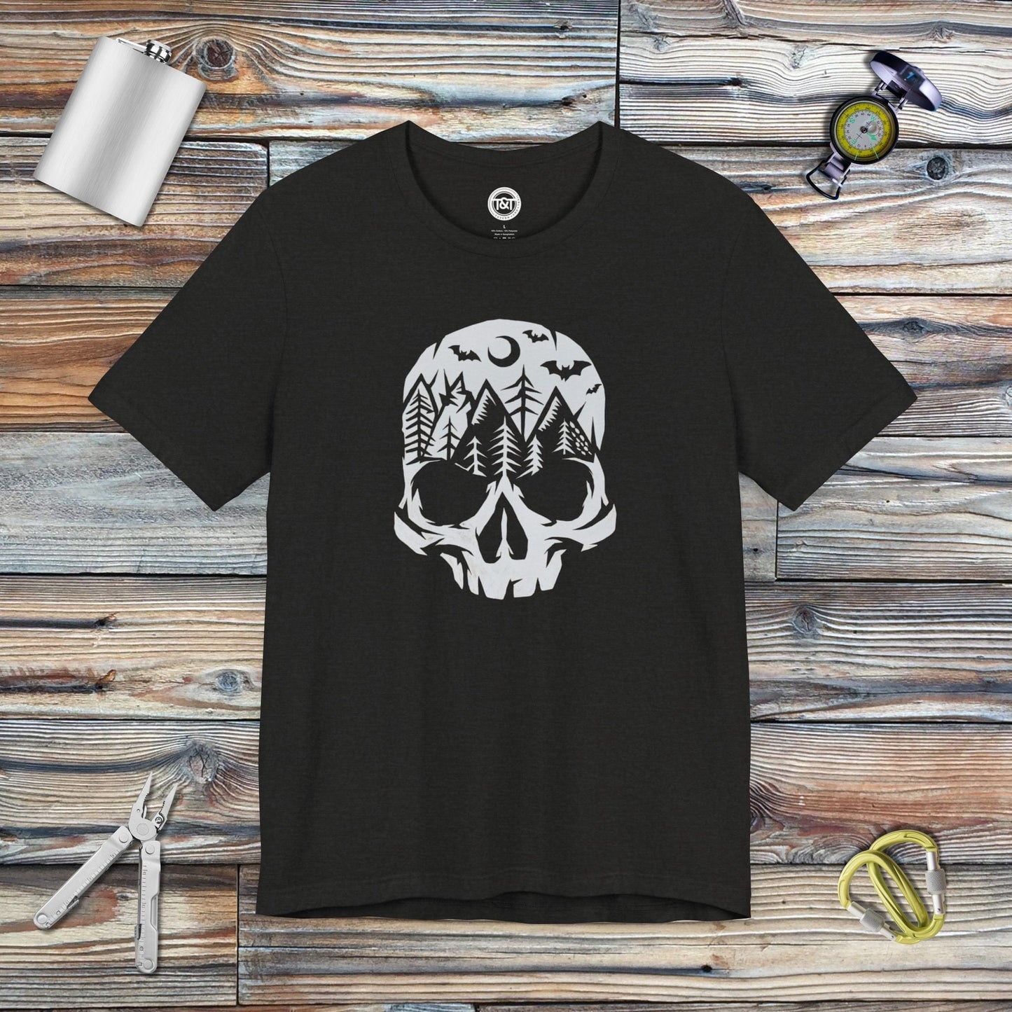 Tavern and Trail T-Shirt Mountain Skull T-Shirt Black Heather / S