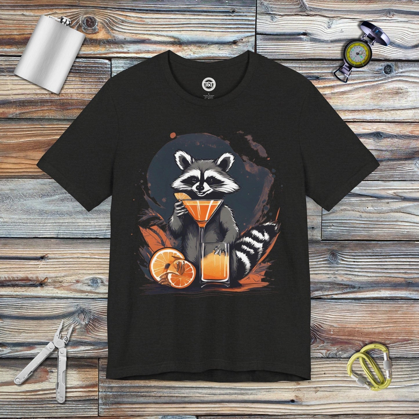 Tavern and Trail T-Shirt Racoon Cosmo T-Shirt Black Heather / S