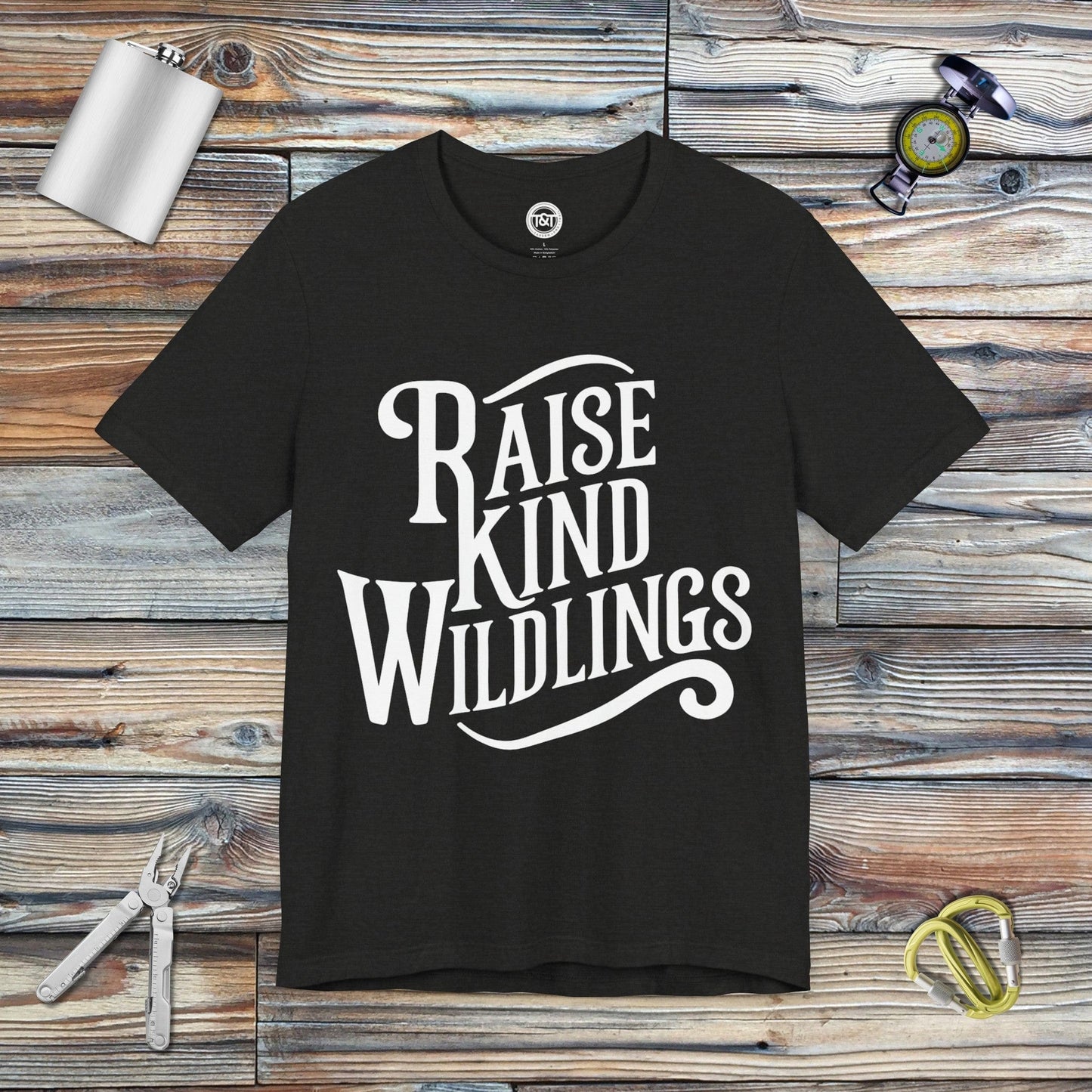 Tavern and Trail T-Shirt Raise Kind Wildlings T-Shirt Black Heather / S