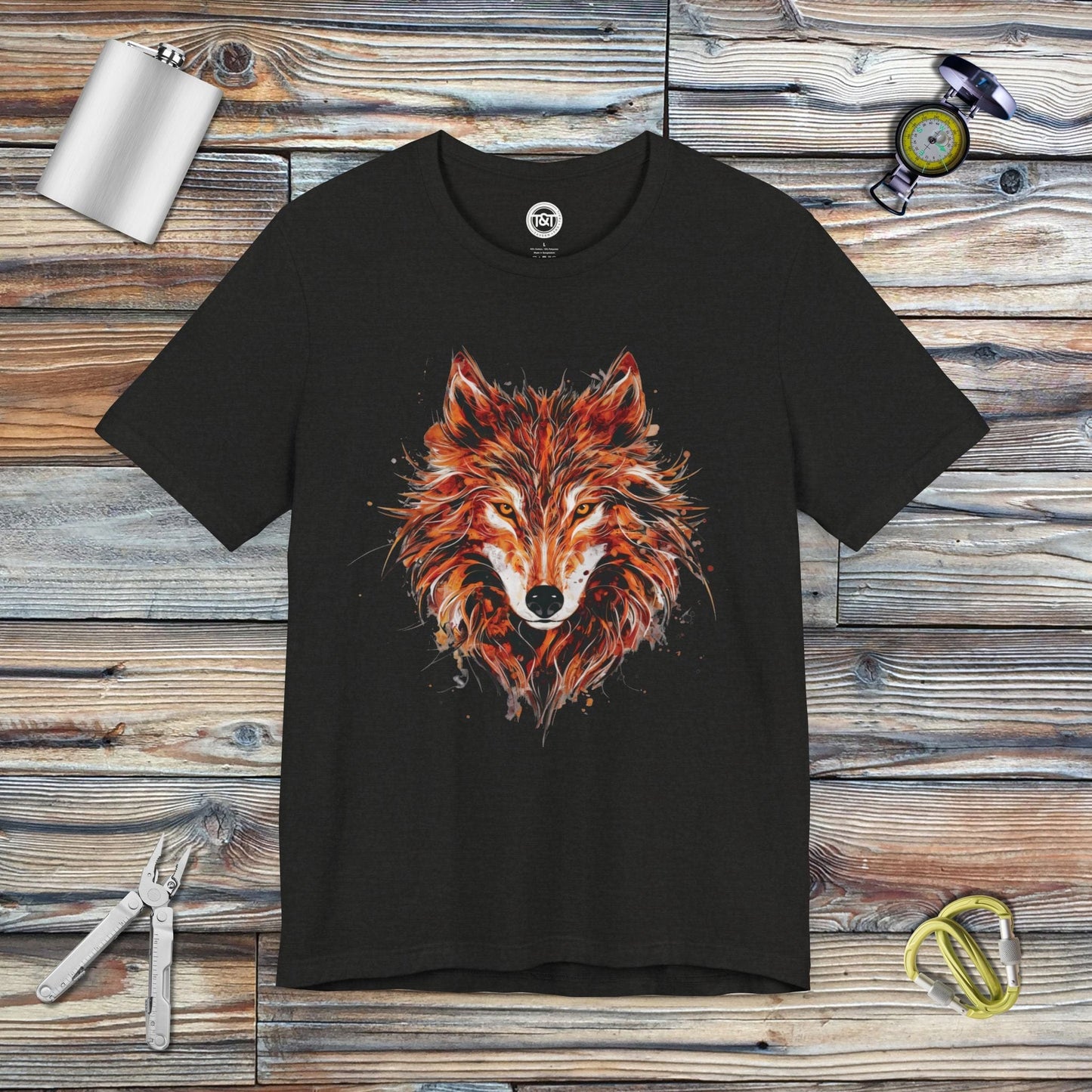 Tavern and Trail T-Shirt Red Wolf T-Shirt Black Heather / S