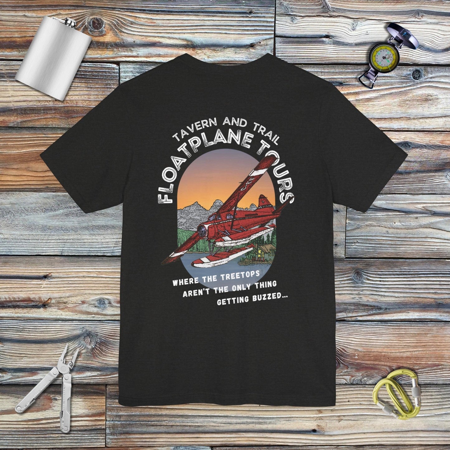 Tavern and Trail T-Shirt T&T Floatplane Tours T-Shirt Black Heather / S