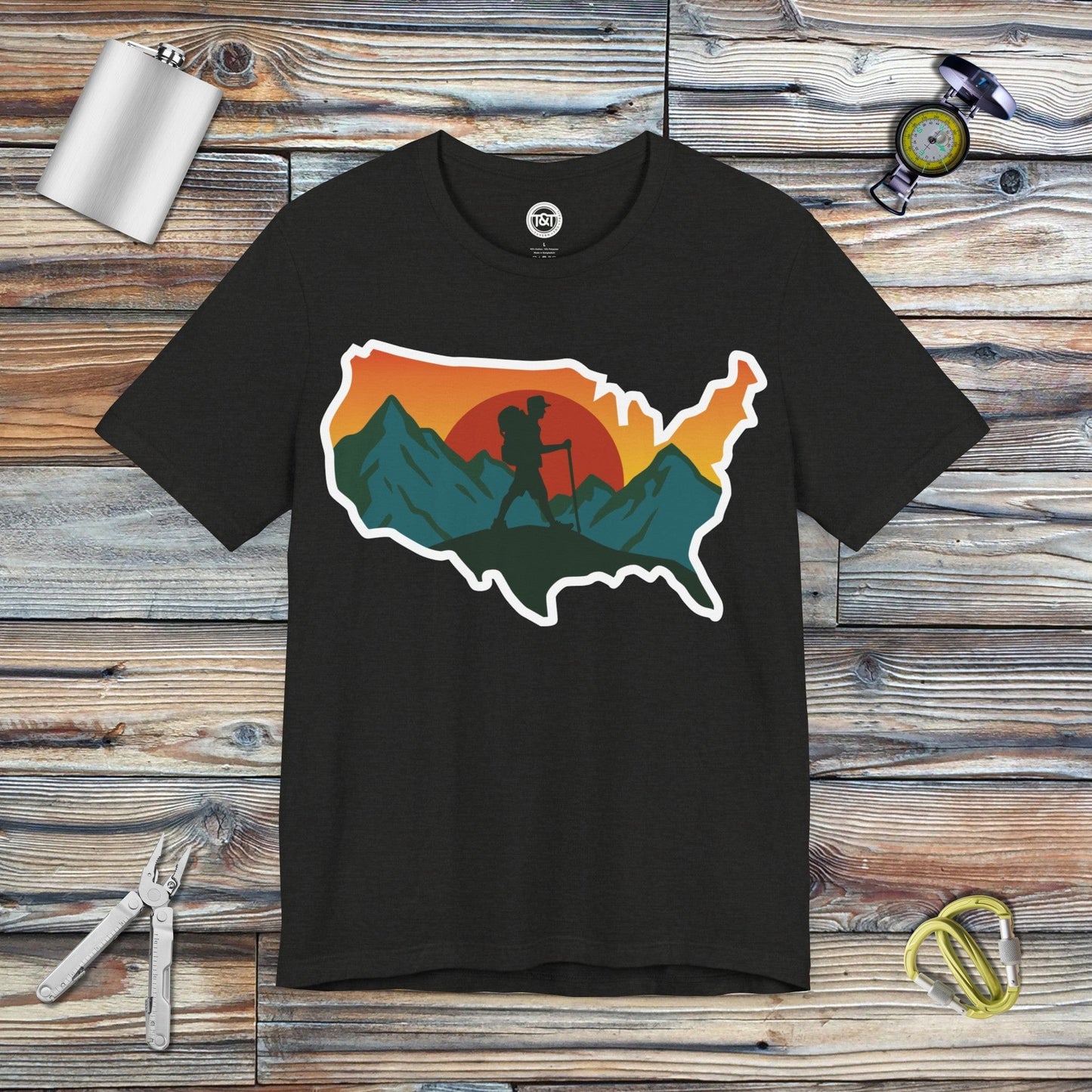 Tavern and Trail T-Shirt US Hiker T-Shirt Black Heather / S