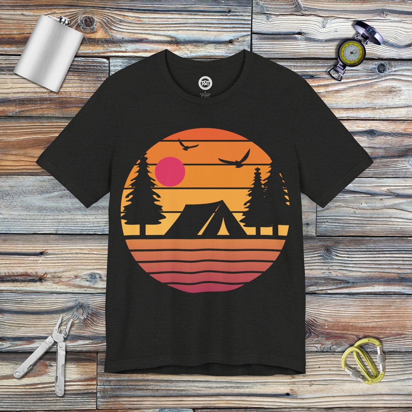 Tavern and Trail T-Shirt Vintage Tent T-Shirt Black Heather / S