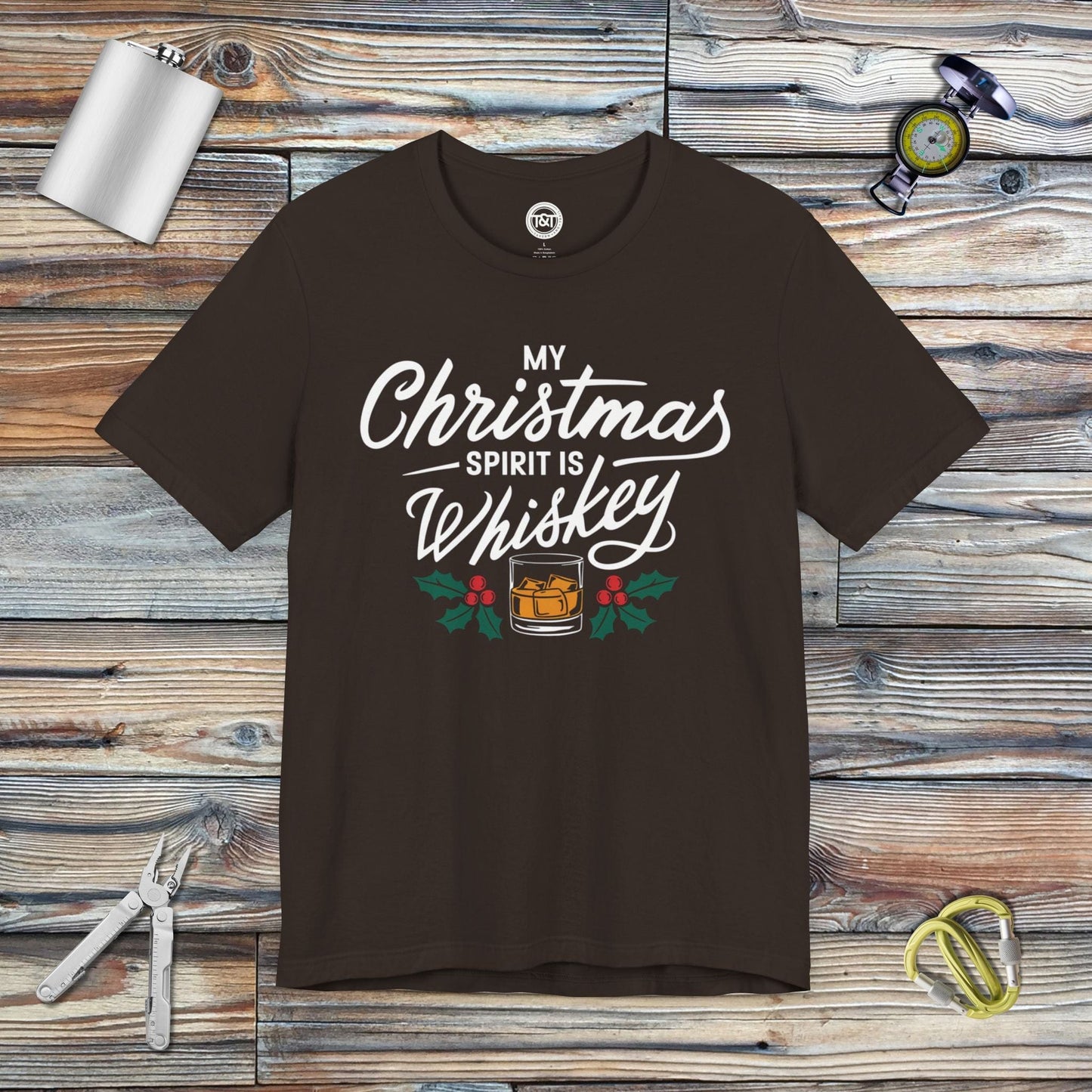 Tavern and Trail T-Shirt Christmas Whiskey T-Shirt Brown / S