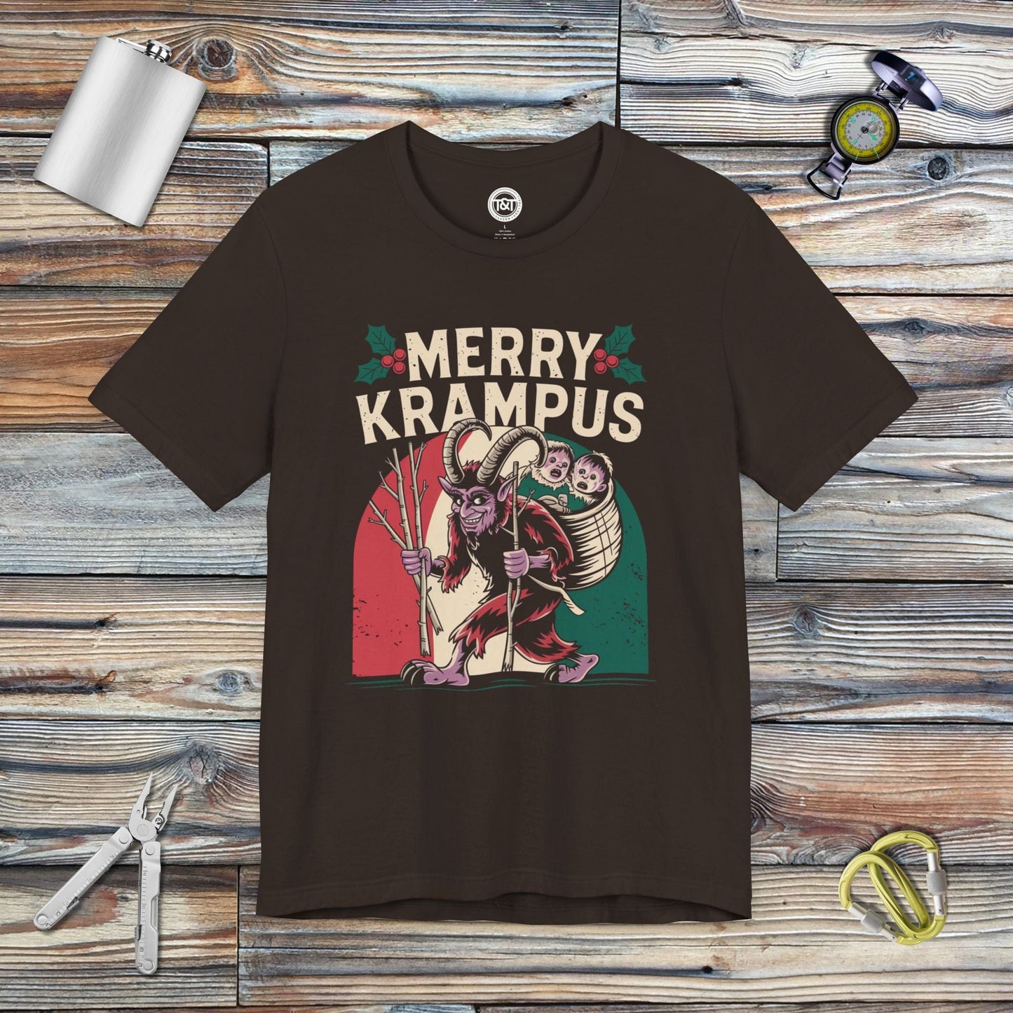 Tavern and Trail T-Shirt Merry Krampus T-Shirt Brown / S