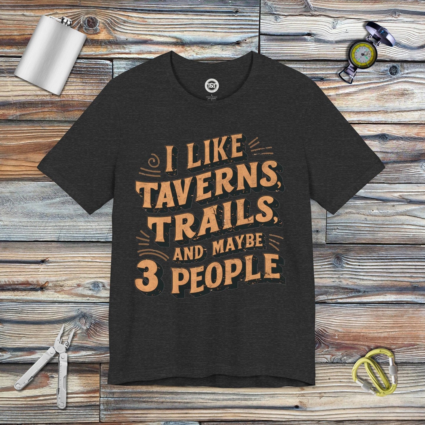 Tavern and Trail T-Shirt 3 People T-Shirt Dark Grey Heather / S