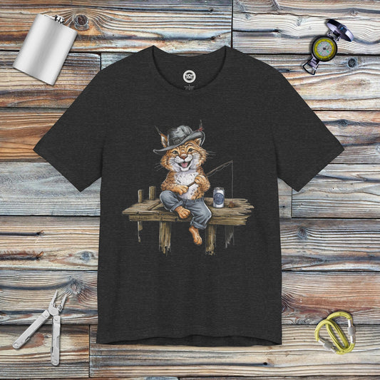 Tavern and Trail T-Shirt Bobcat Fishing T-Shirt Dark Grey Heather / S