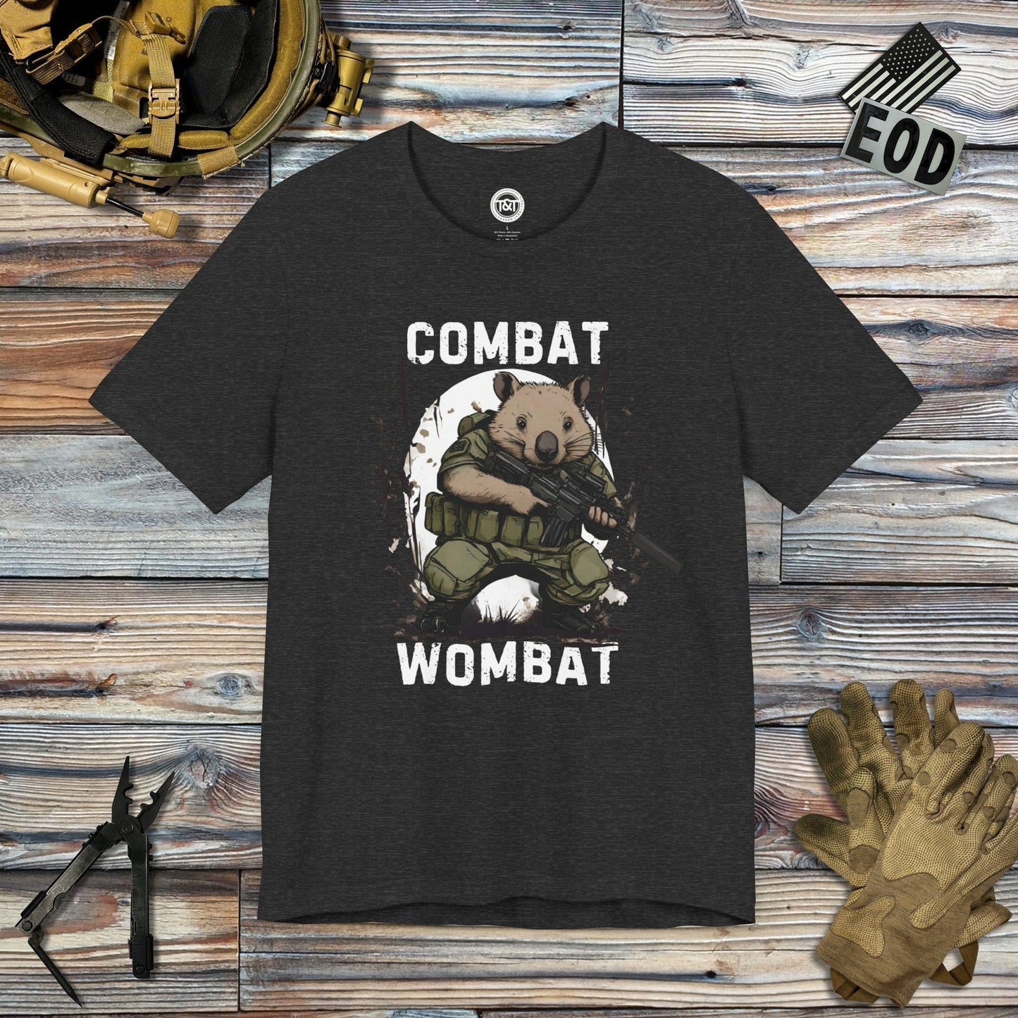 Tavern and Trail T-Shirt Combat Wombat T-Shirt Dark Grey Heather / S