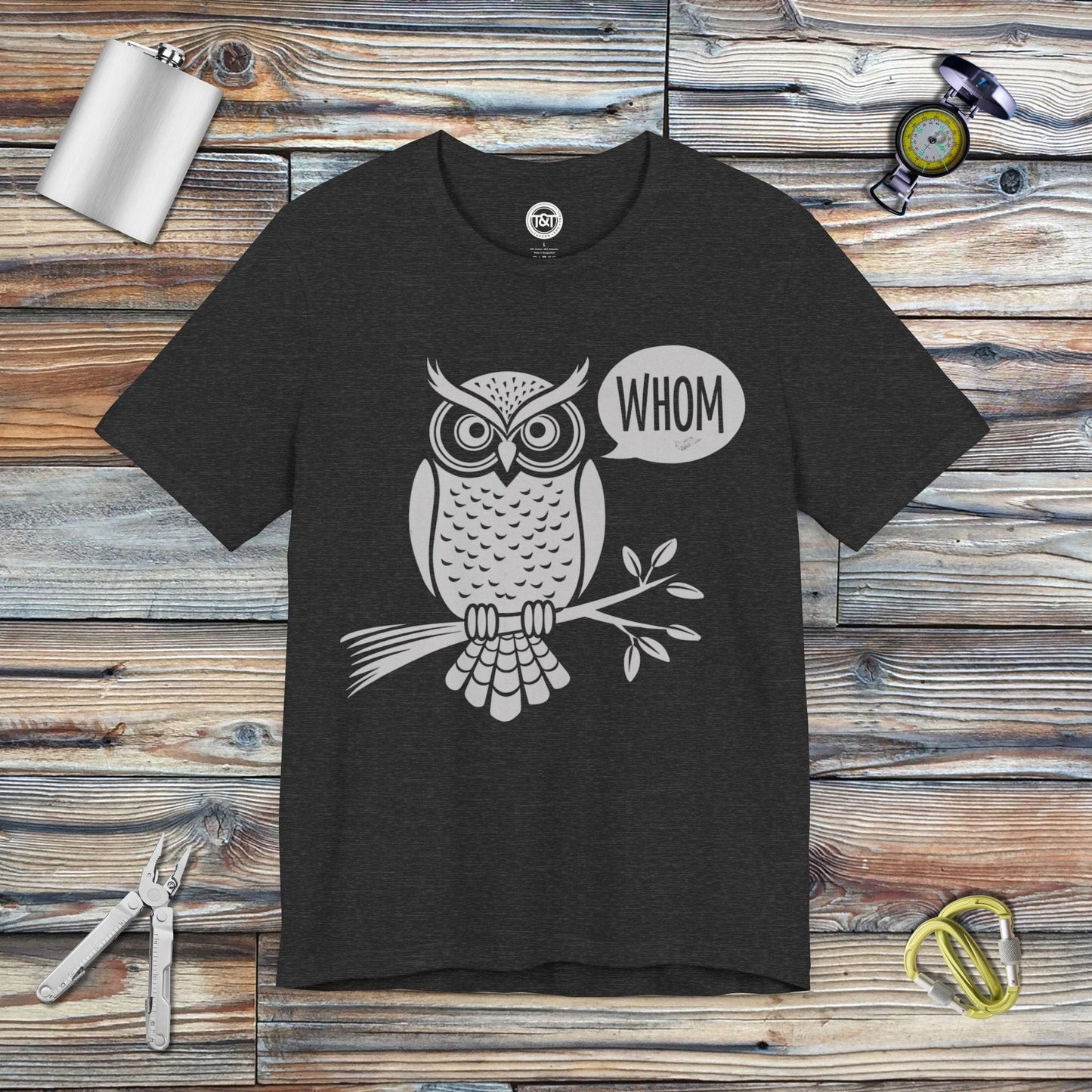 Tavern and Trail T-Shirt Grammar Owl T-Shirt Dark Grey Heather / S