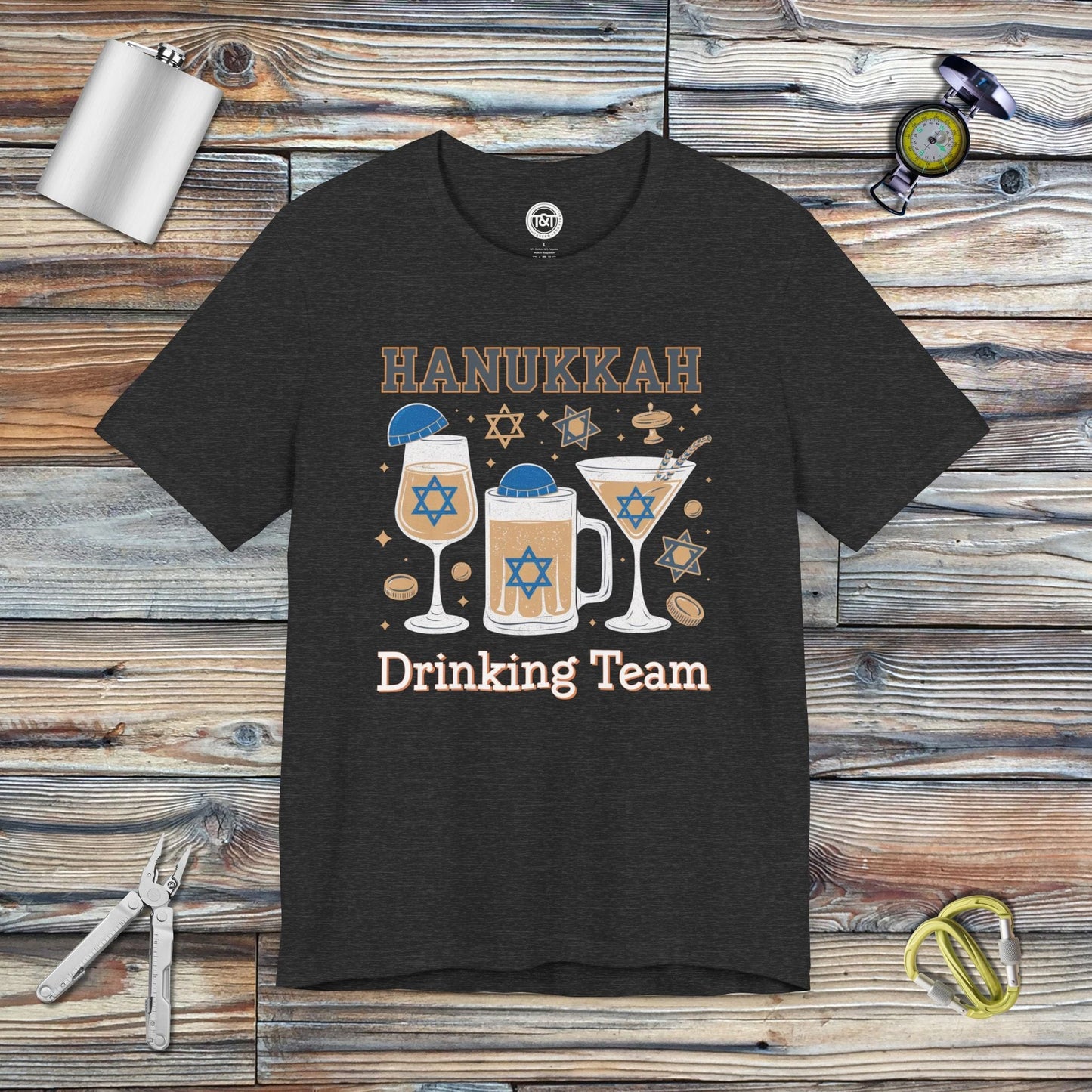 Tavern and Trail T-Shirt Hanukkah Drinking Team T-Shirt Dark Grey Heather / S