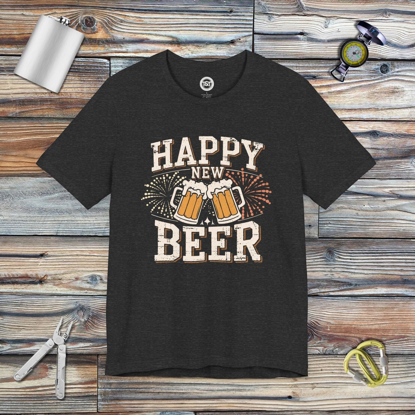 Tavern and Trail T-Shirt Happy New Beer T-Shirt Dark Grey Heather / S