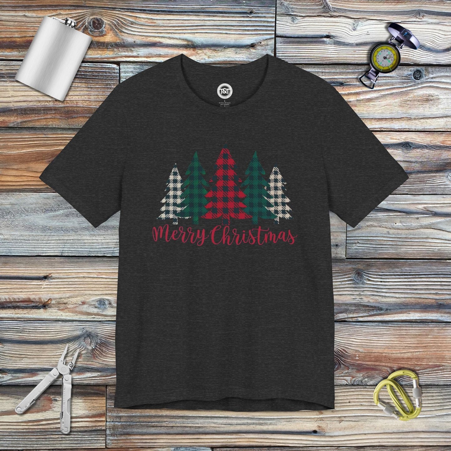 Tavern and Trail T-Shirt Merry Christmas Trees T-Shirt Dark Grey Heather / S