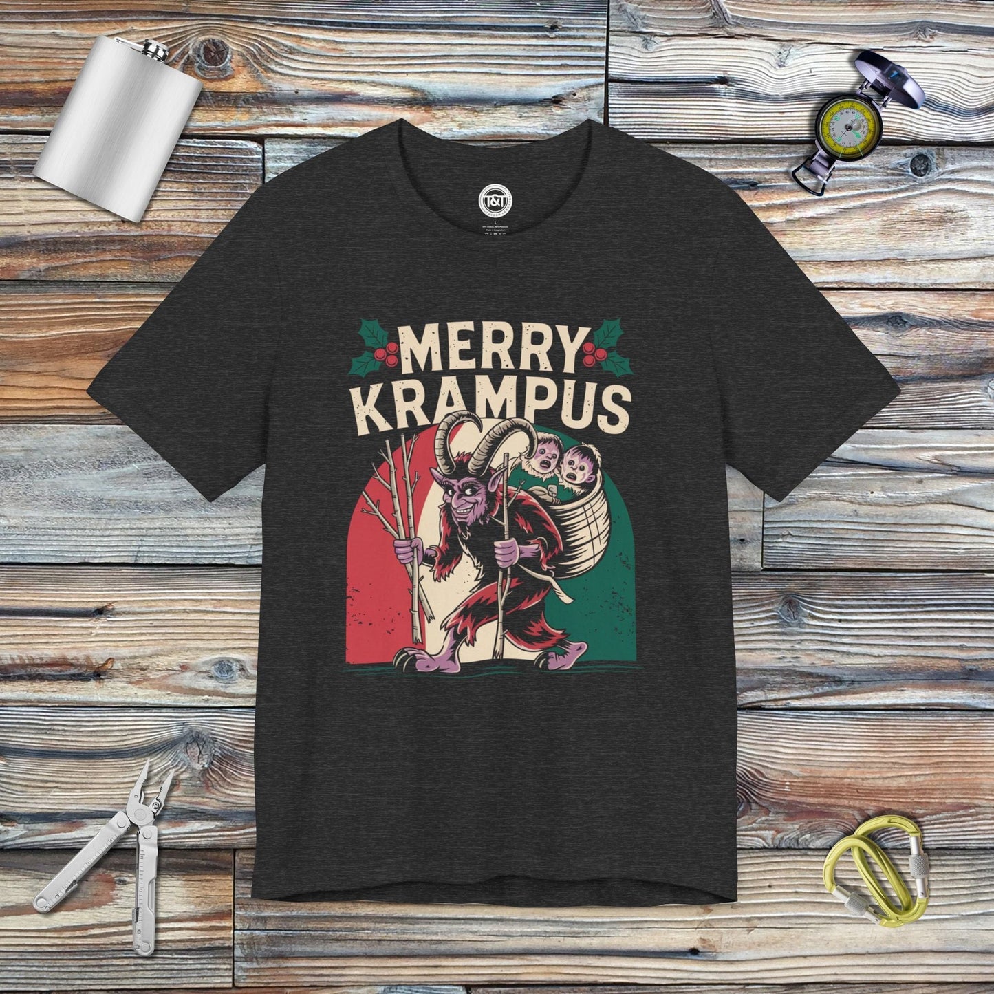 Tavern and Trail T-Shirt Merry Krampus T-Shirt Dark Grey Heather / S