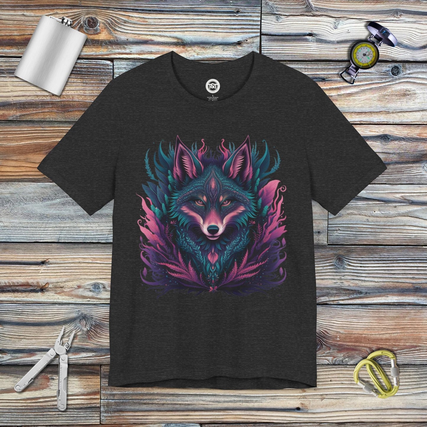 Tavern and Trail T-Shirt Mystic Coyote T-Shirt Dark Grey Heather / S