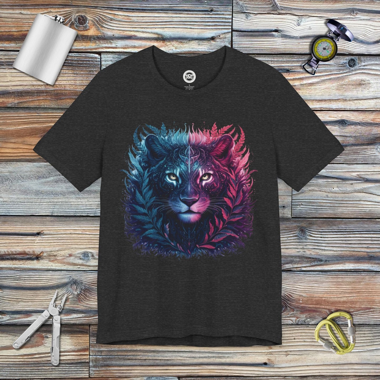 Tavern and Trail T-Shirt Mystic Mountain Lion T-Shirt Dark Grey Heather / S