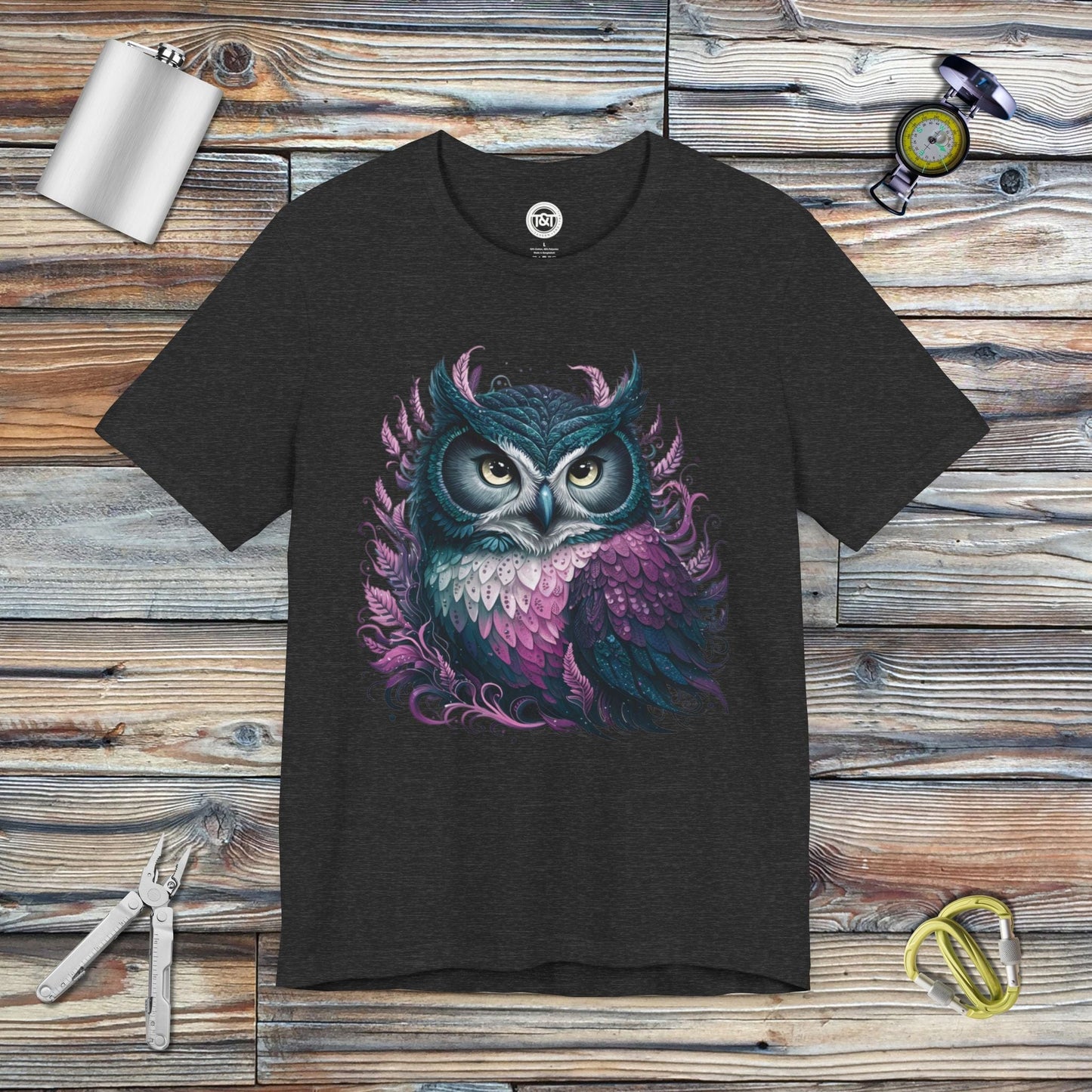 Tavern and Trail T-Shirt Mystic Owl T-Shirt Dark Grey Heather / S