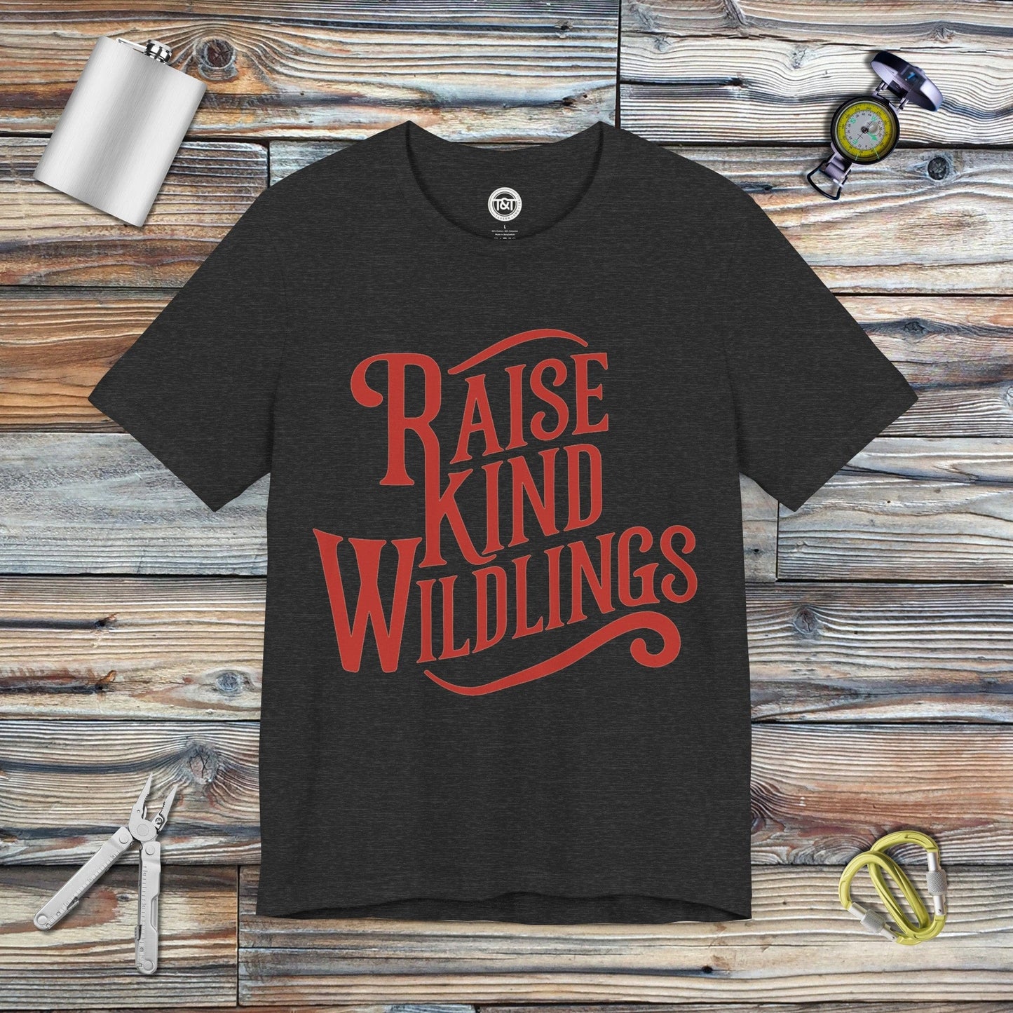 Tavern and Trail T-Shirt Raise Kind Wildlings T-Shirt Dark Grey Heather / S