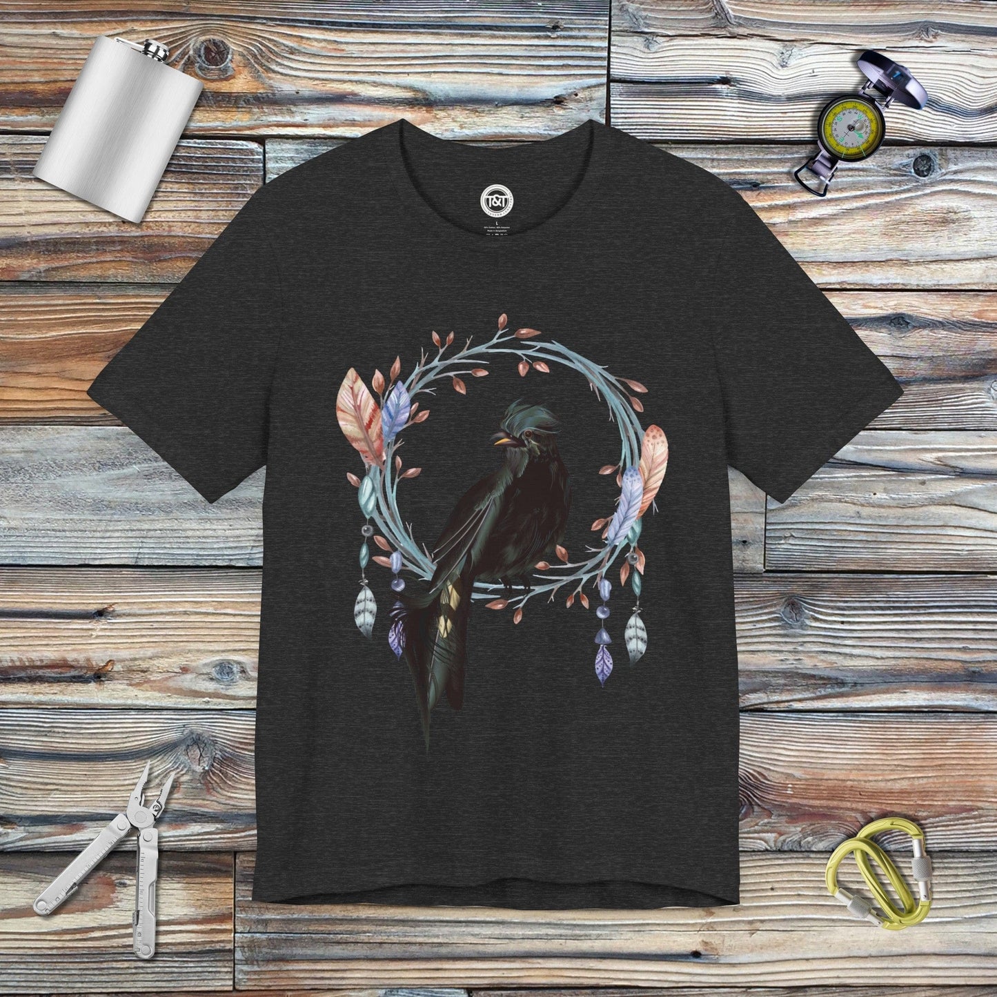 Tavern and Trail T-Shirt Raven's Wreath T-Shirt Dark Grey Heather / S