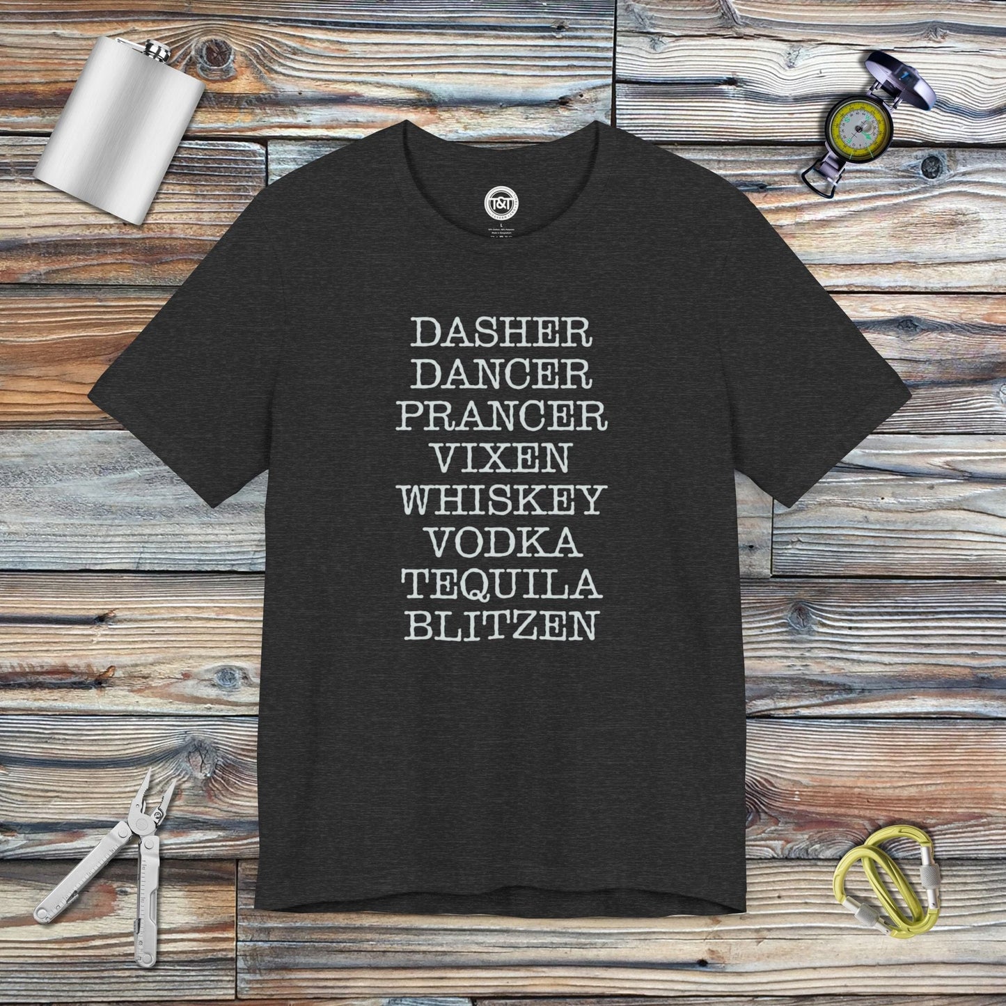 Tavern and Trail T-Shirt Reindeer Blitzed T-Shirt Dark Grey Heather / S