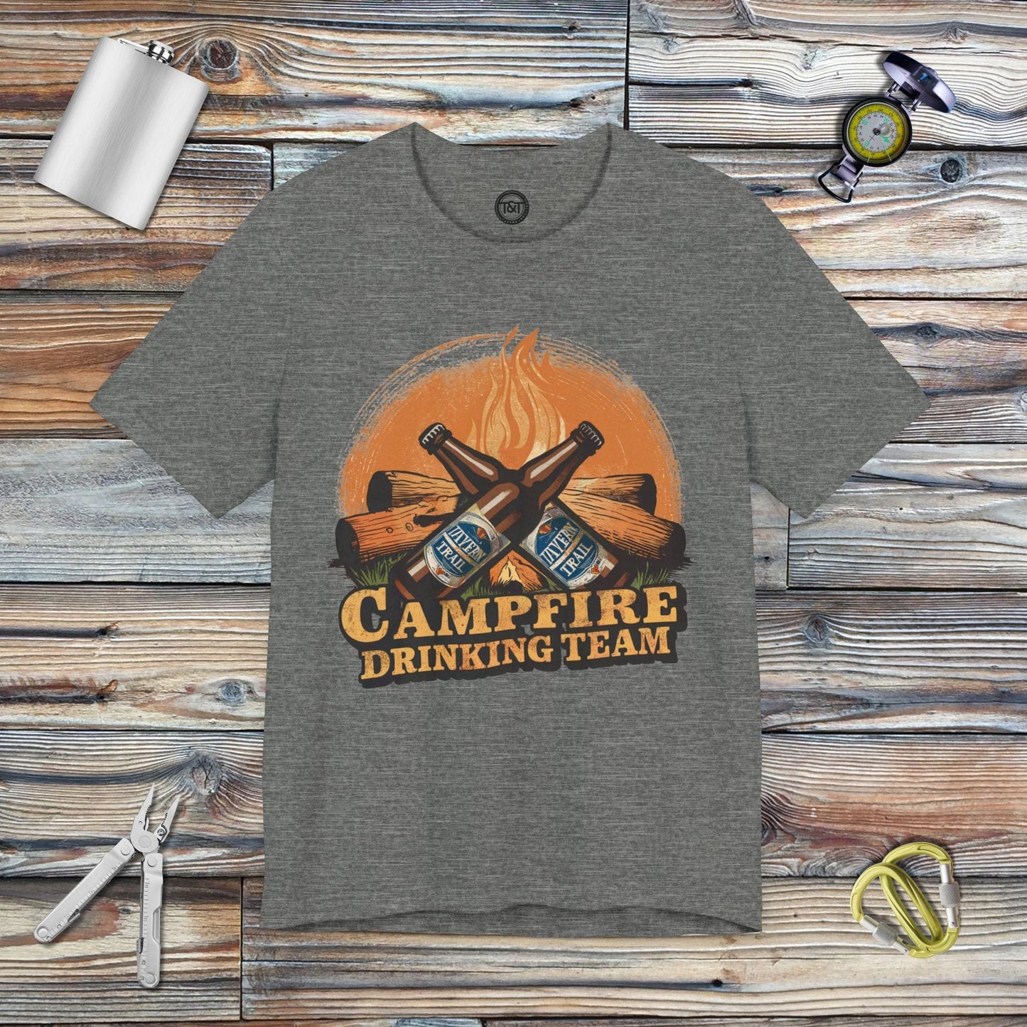 Tavern and Trail T-Shirt Campfire Drinking Team T-Shirt Deep Heather / S