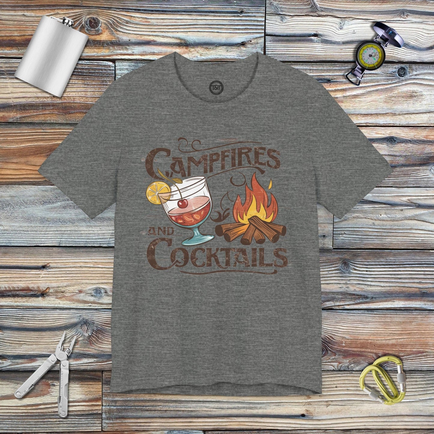 Tavern and Trail T-Shirt Campfires and Cocktails T-Shirt Deep Heather / S