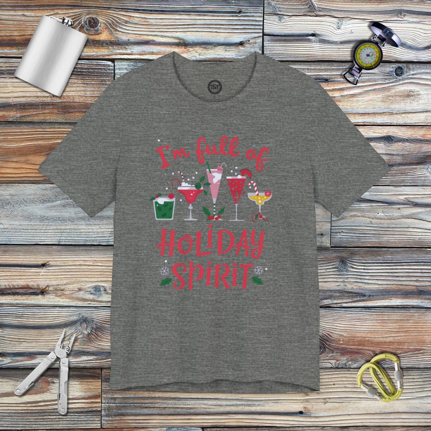 Tavern and Trail T-Shirt Full of Holiday Spirit T-Shirt Deep Heather / S