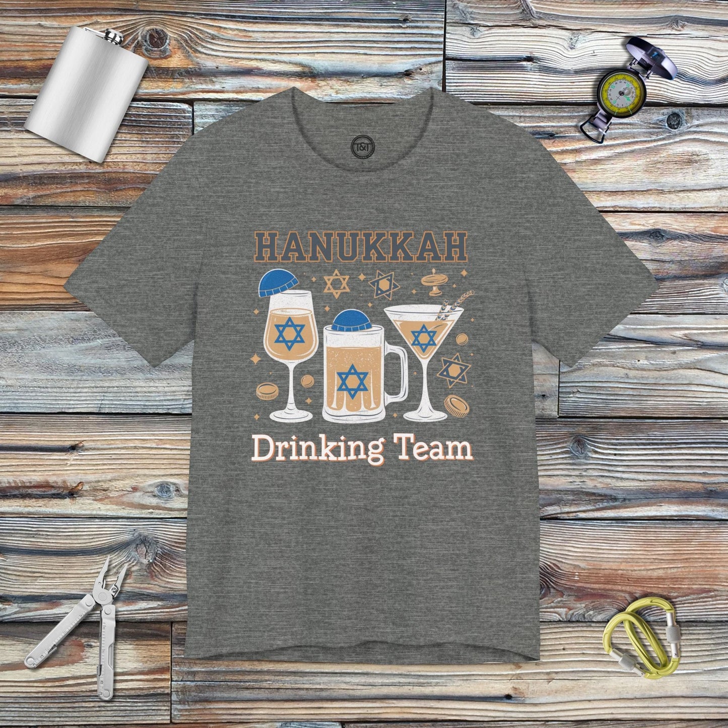 Tavern and Trail T-Shirt Hanukkah Drinking Team T-Shirt Deep Heather / S