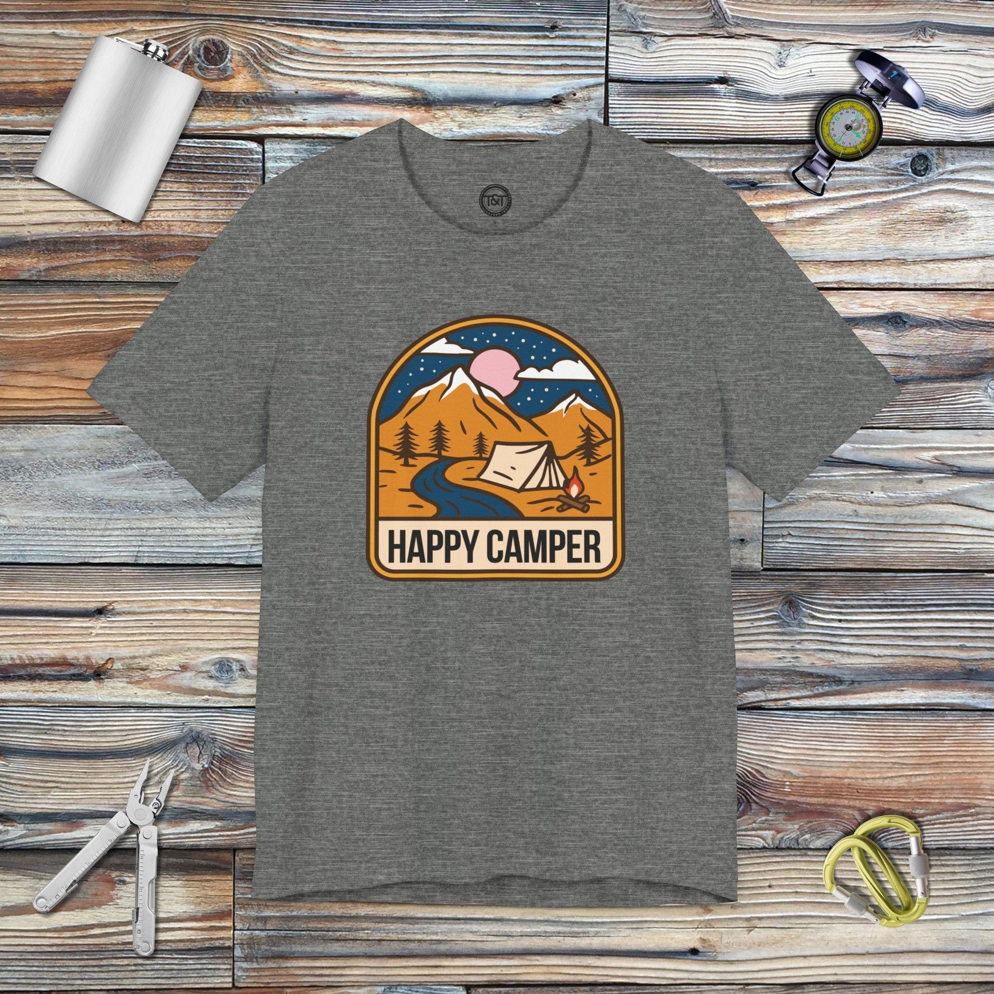 Tavern and Trail T-Shirt Happy Camper T-Shirt Deep Heather / S